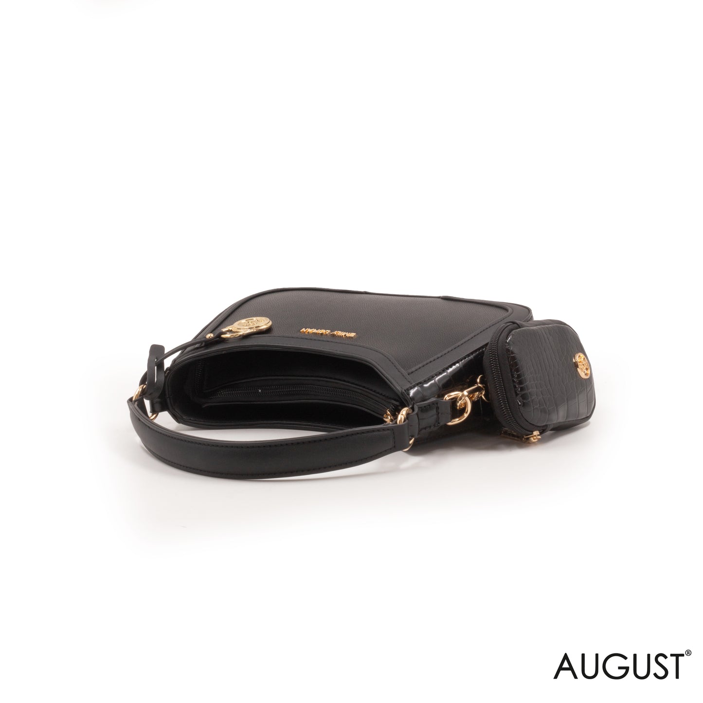 BLACK HANDBAG WITH LEATHER BLACK TRIM COLOR -SMALL