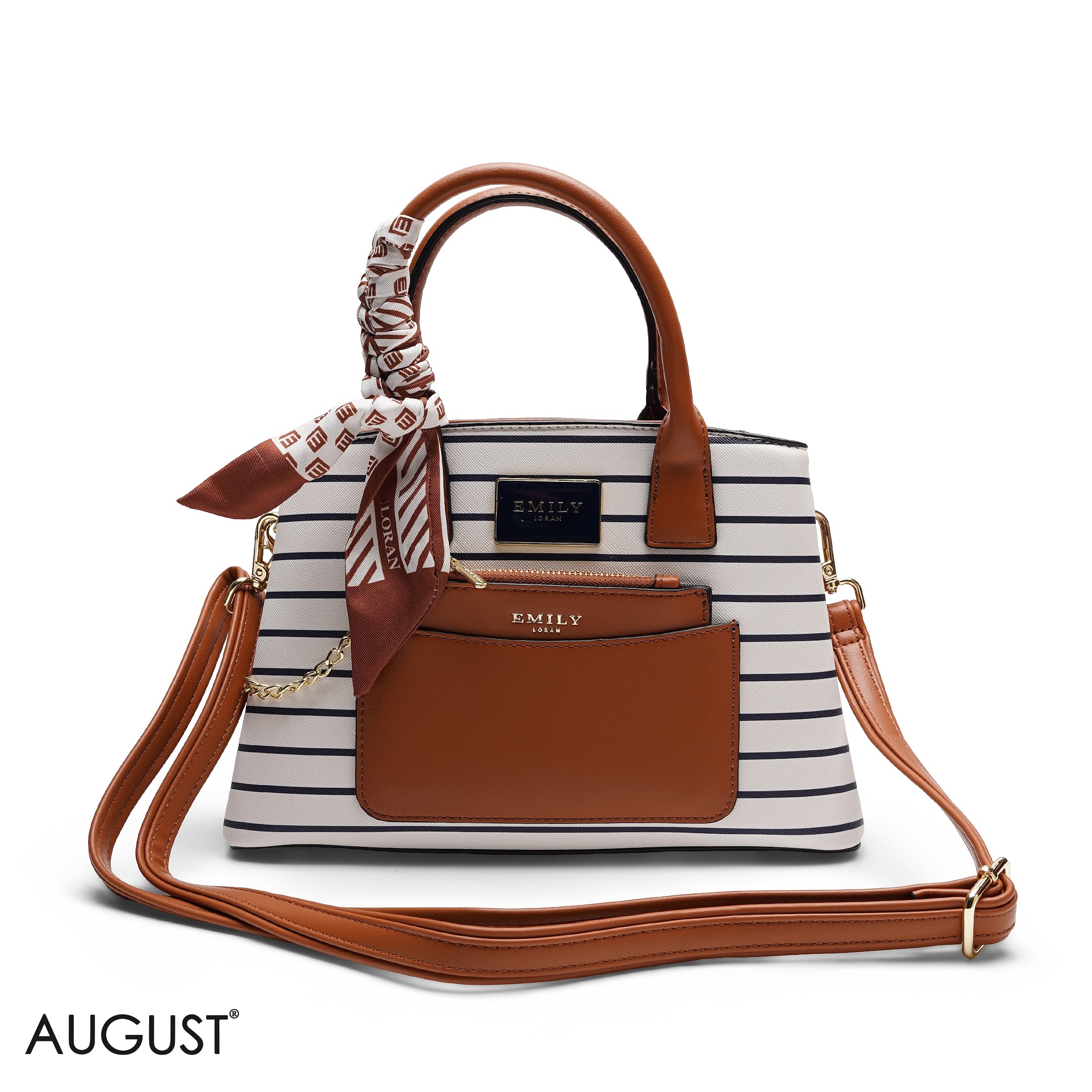 CHIC SATCHEL WITH POUCH AND SIGNATURE SCARF BAG