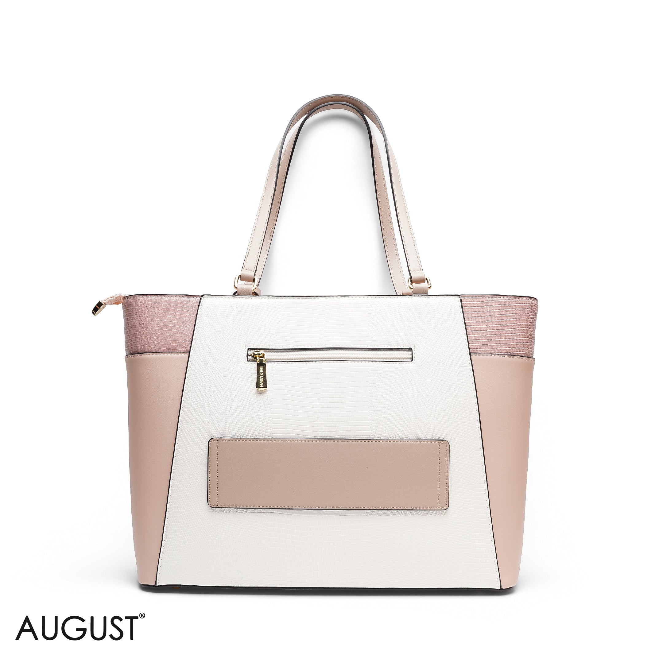MIXED-TEXTURE PANELLED TOTE SET