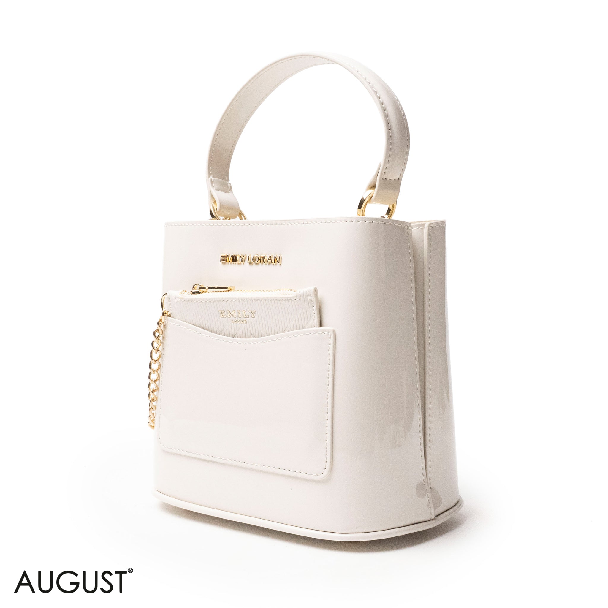 GLOSSY LEATHER HANDBAG WITH METAL CHAIN,MINI WALLET -SMALL