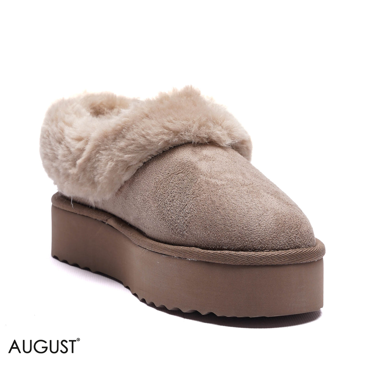 PLATFORM FAUX-FUR SUEDE ANKLE BOOTS