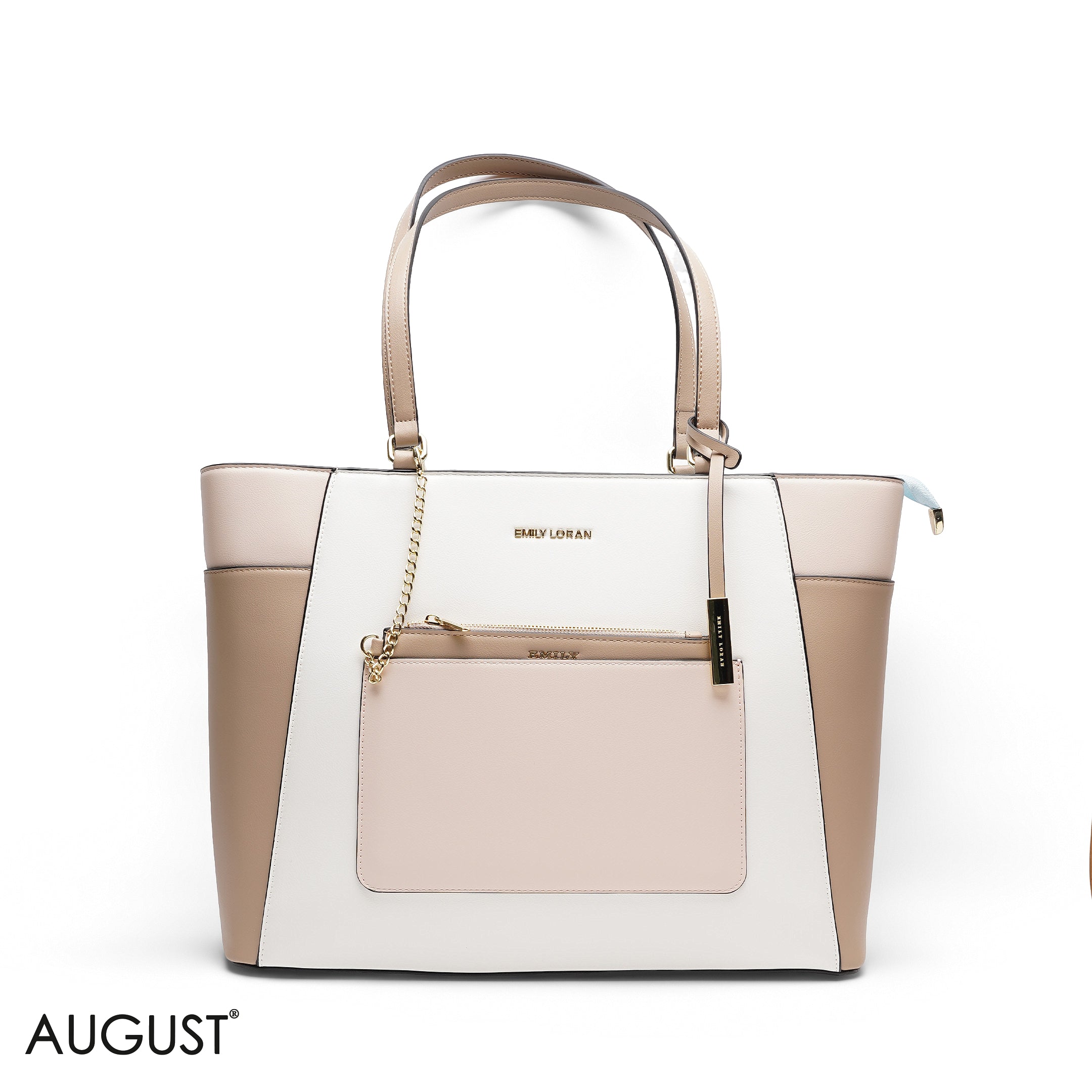 MIXED-TEXTURE PANELLED TOTE SET
