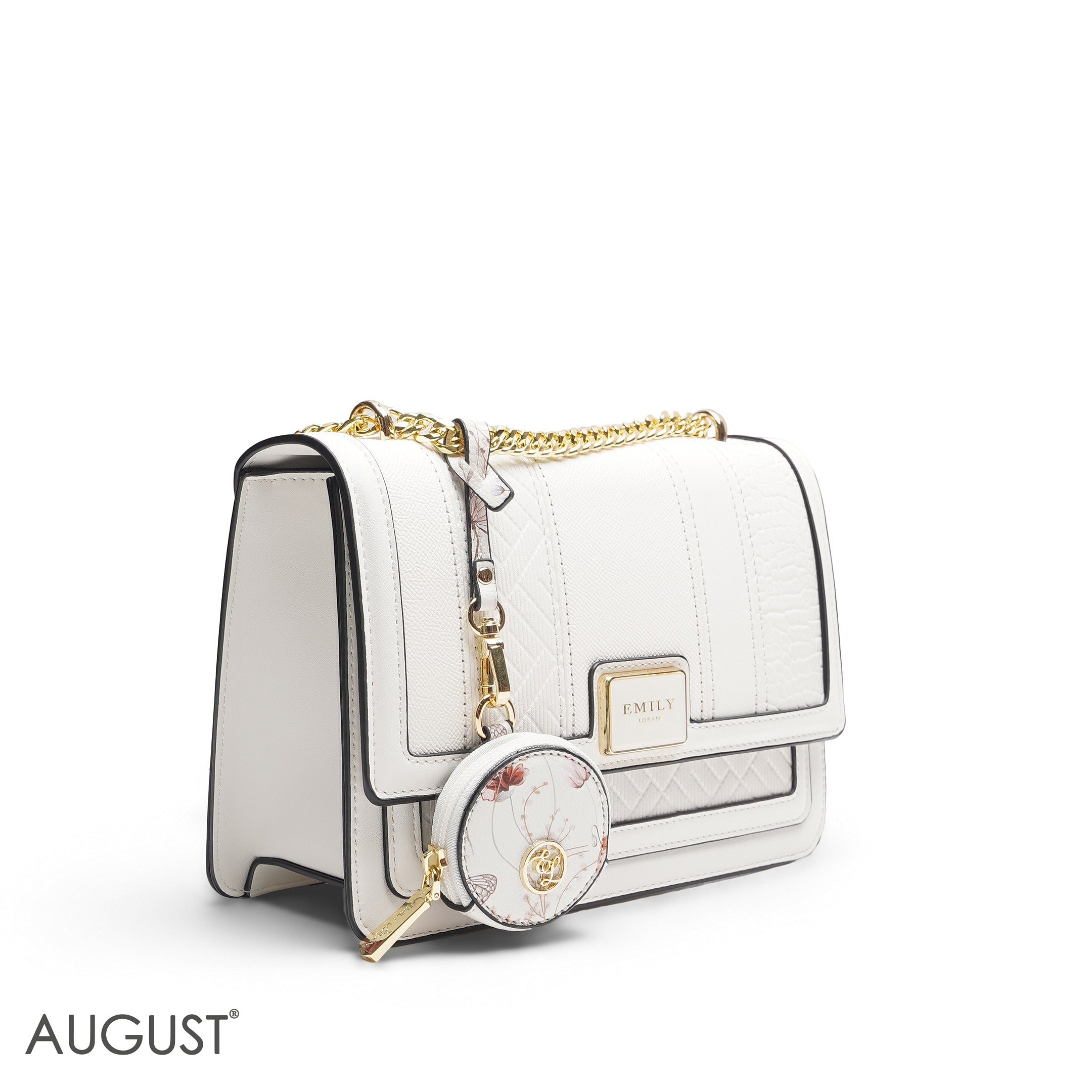 EMILY MULTI-TEXTURE SOLID WHITE CROSSBODY BAG - MED