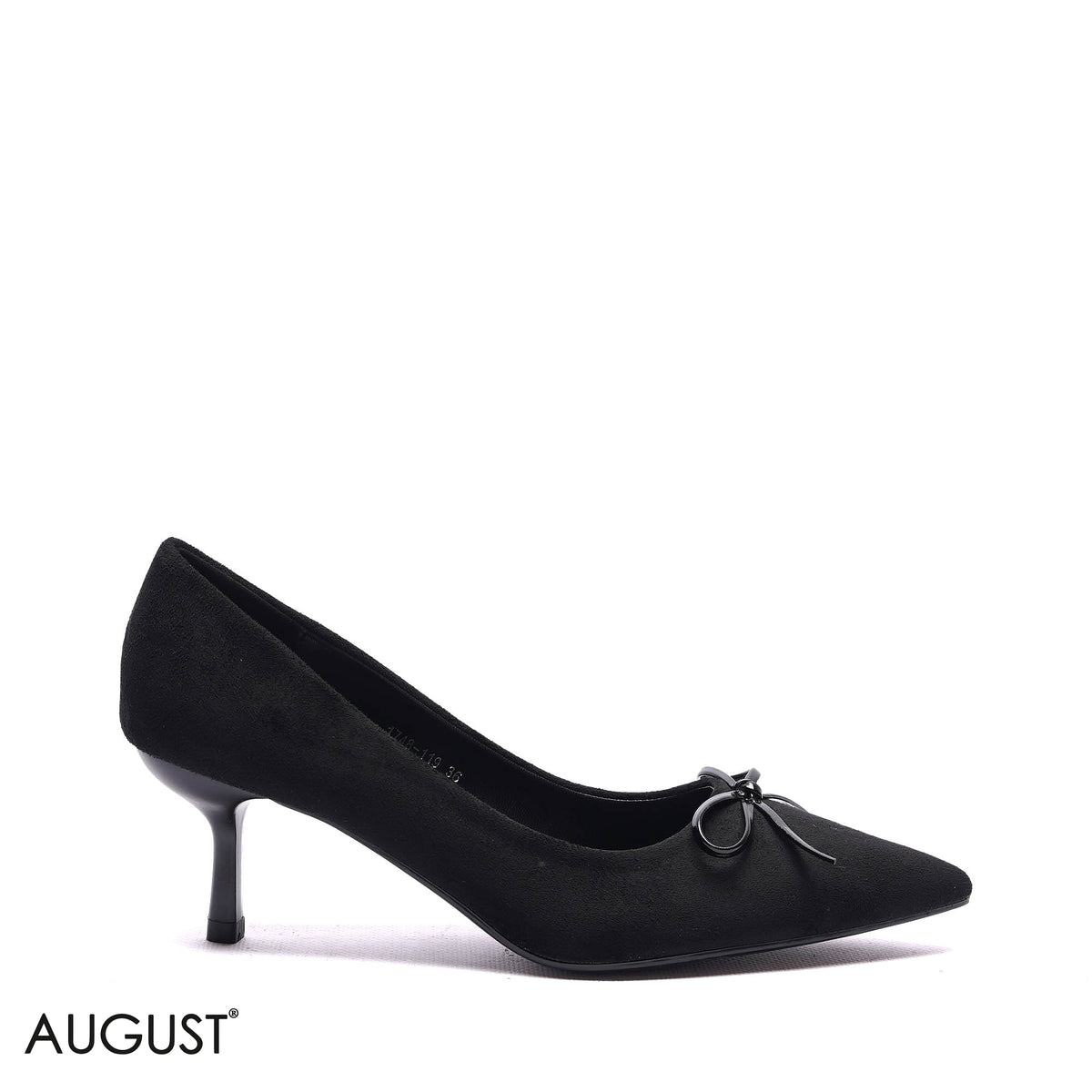 BOW-ACCENT SUEDE KITTEN PUMPS