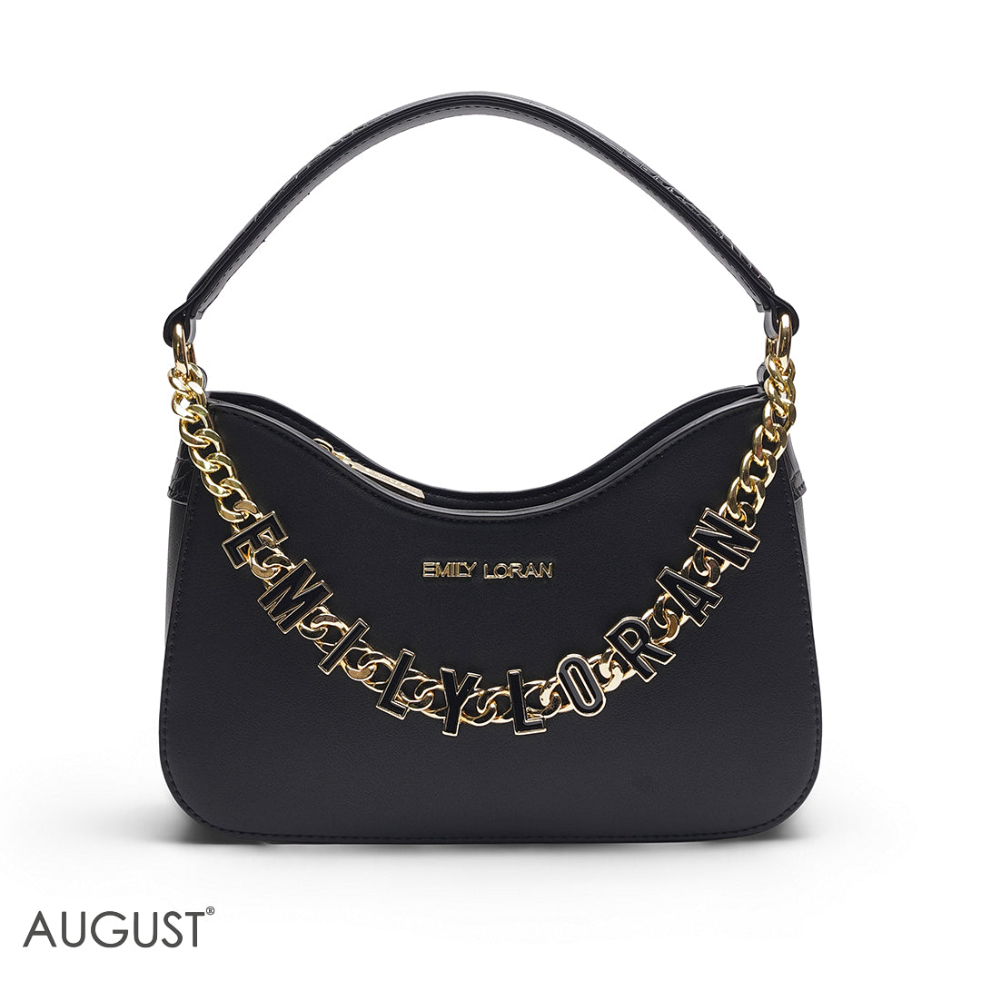BLACK SHOULDER BAG WITH CHAIN