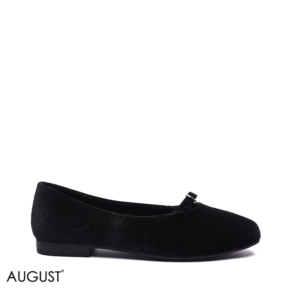 BUCKLED VELVET BALLET FLATS