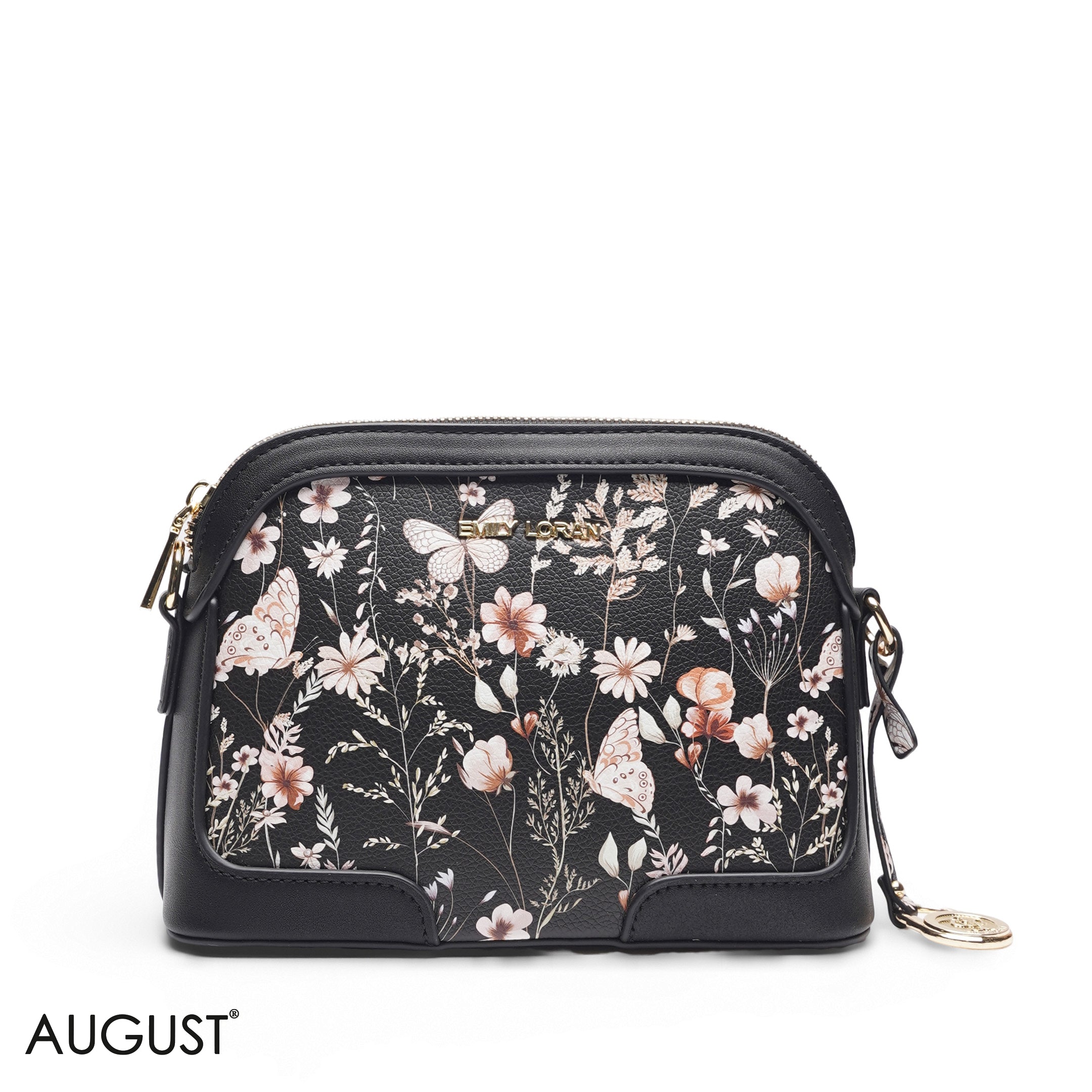 FLORAL BLACK TOP HANDLE BAG