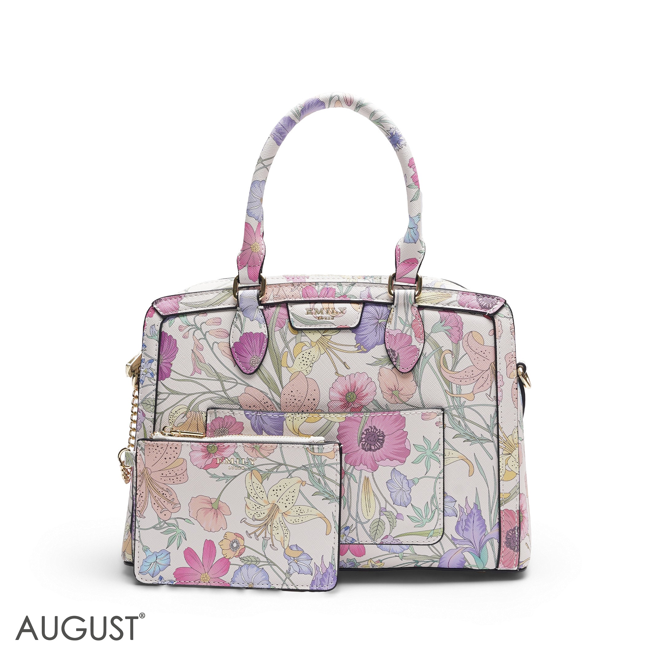 EMILY FULL FLORAL PRINT BAG WITH MINI POUCH - MED