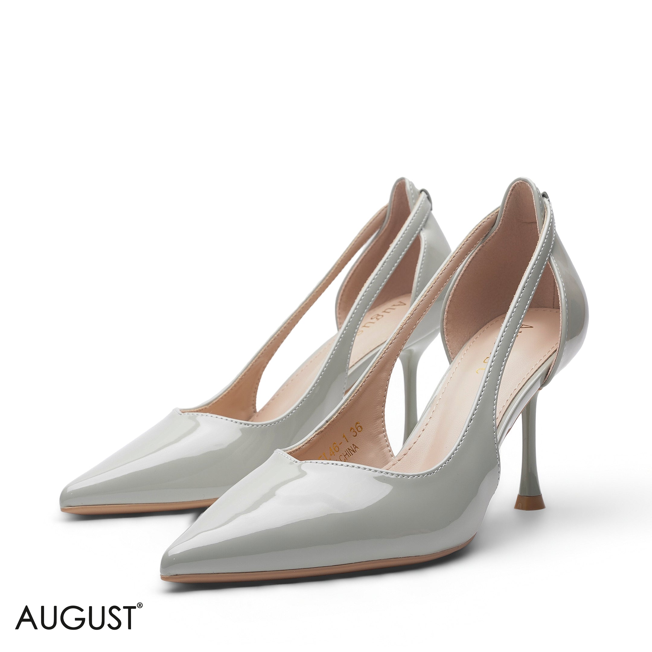 PASTEL GREEN GLOSSY PATENT LEATHER SIDE CUT-OUT HEELS