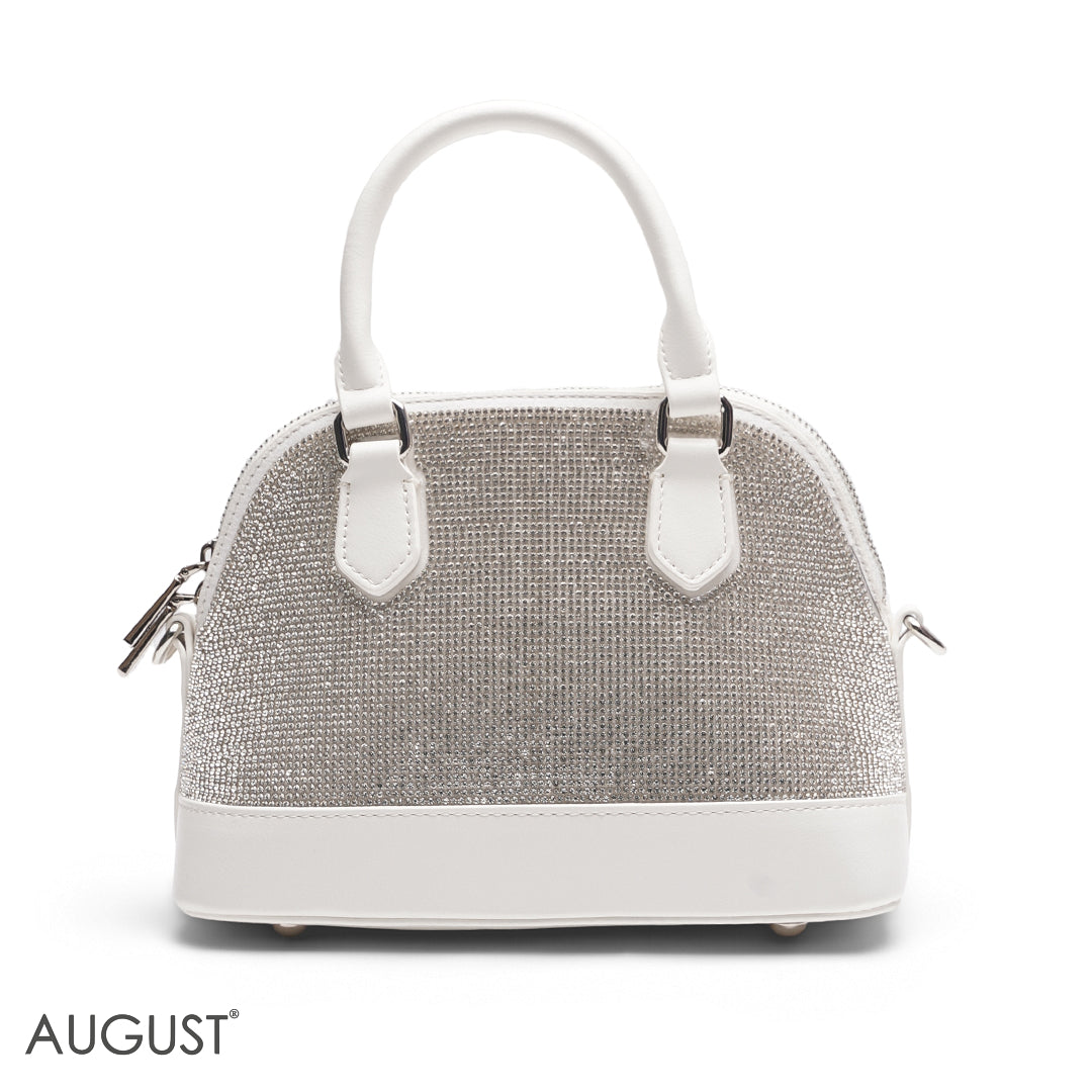 WHITE GLITTER DOME BAG