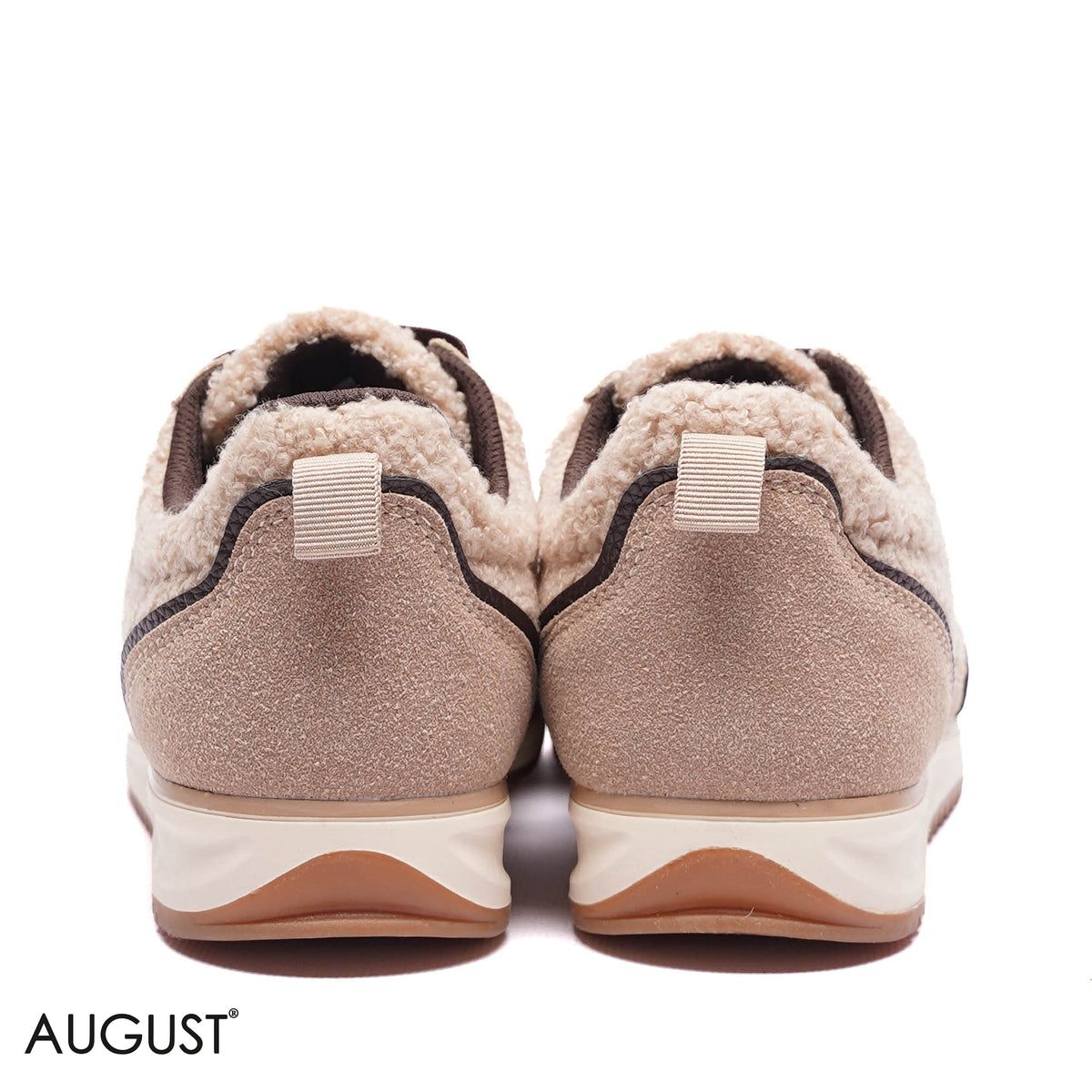FAUX FUR STRIPED LOW-TOP SNEAKERS