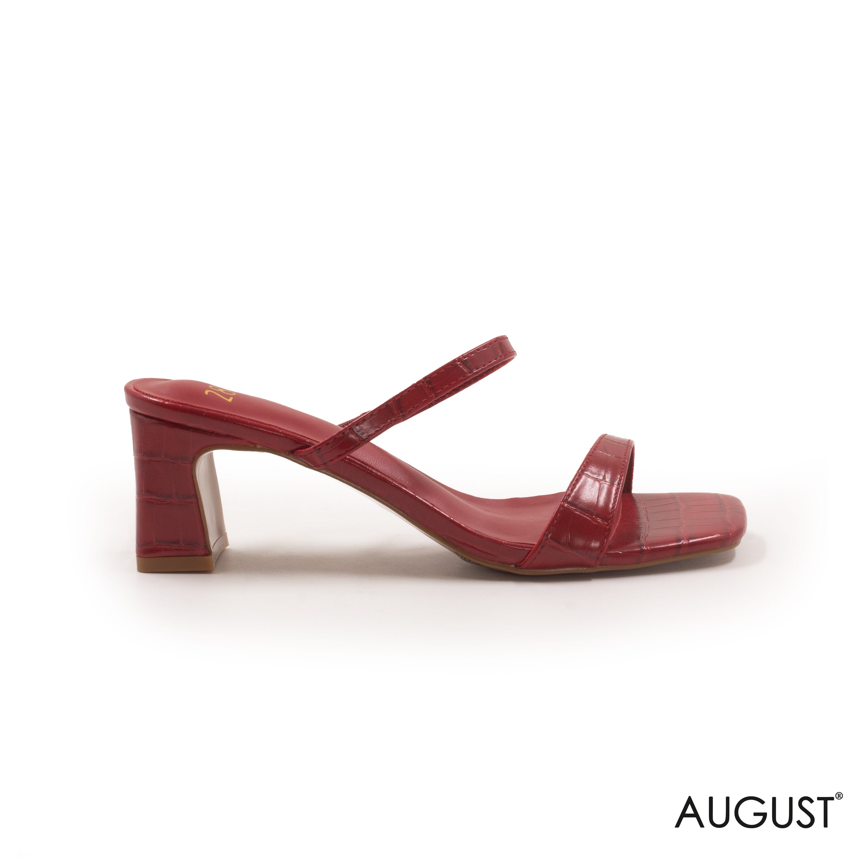 RED STRAPS CROC HEELED SABO