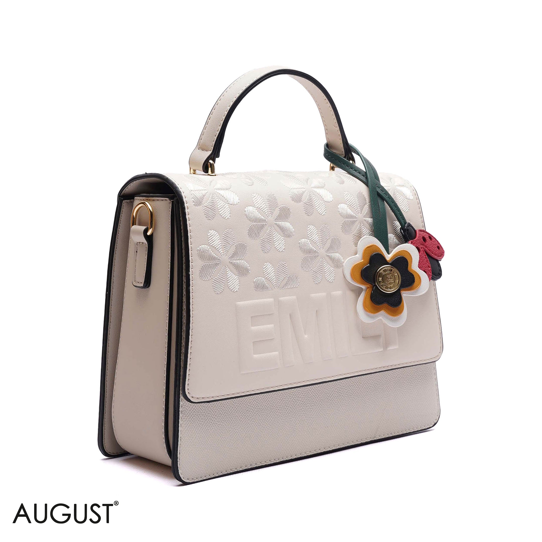 EMBOSSED FLORAL TOP-HANDLE SATCHEL BAG
