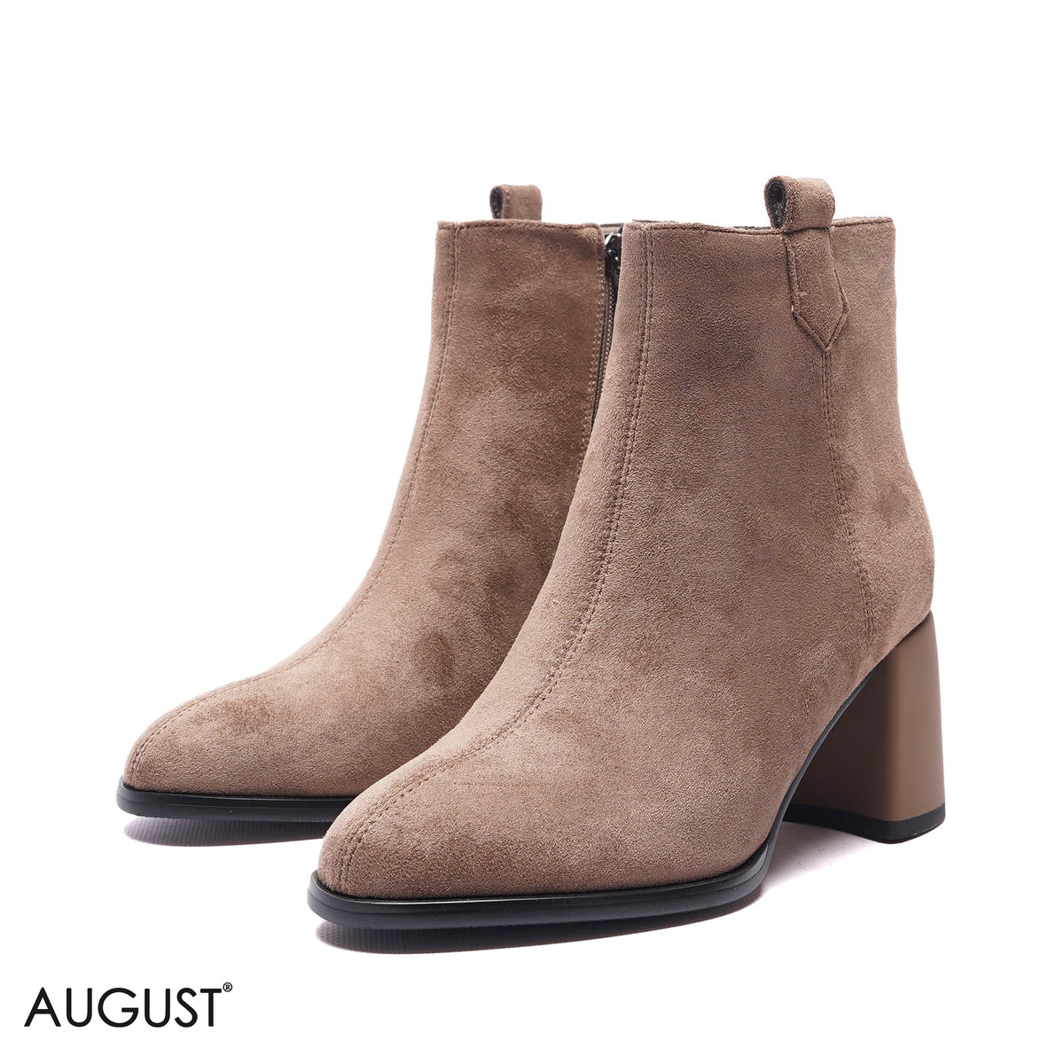 SIDE-ZIP SUEDE BLOCK HEEL BOOTS