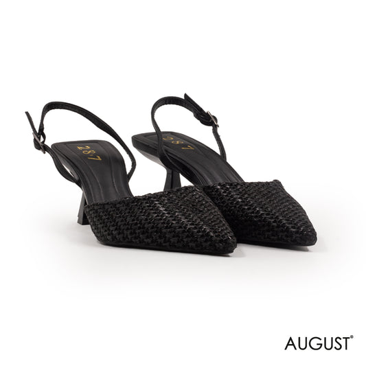 STRAW LOW-HEEL SLINGBACK SHOES