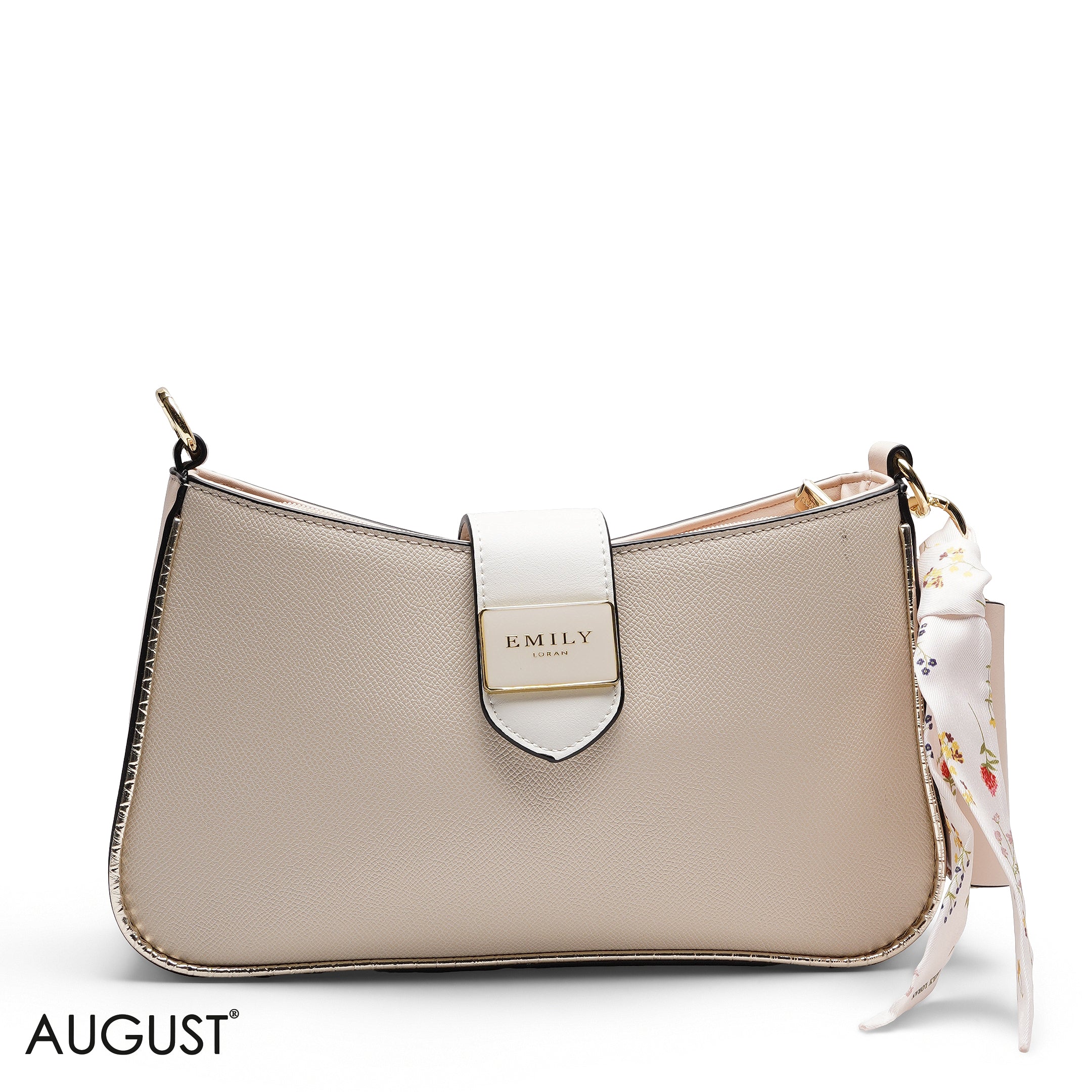TEXTURED SHOULDER BAG WITH POUCH AND SCARF