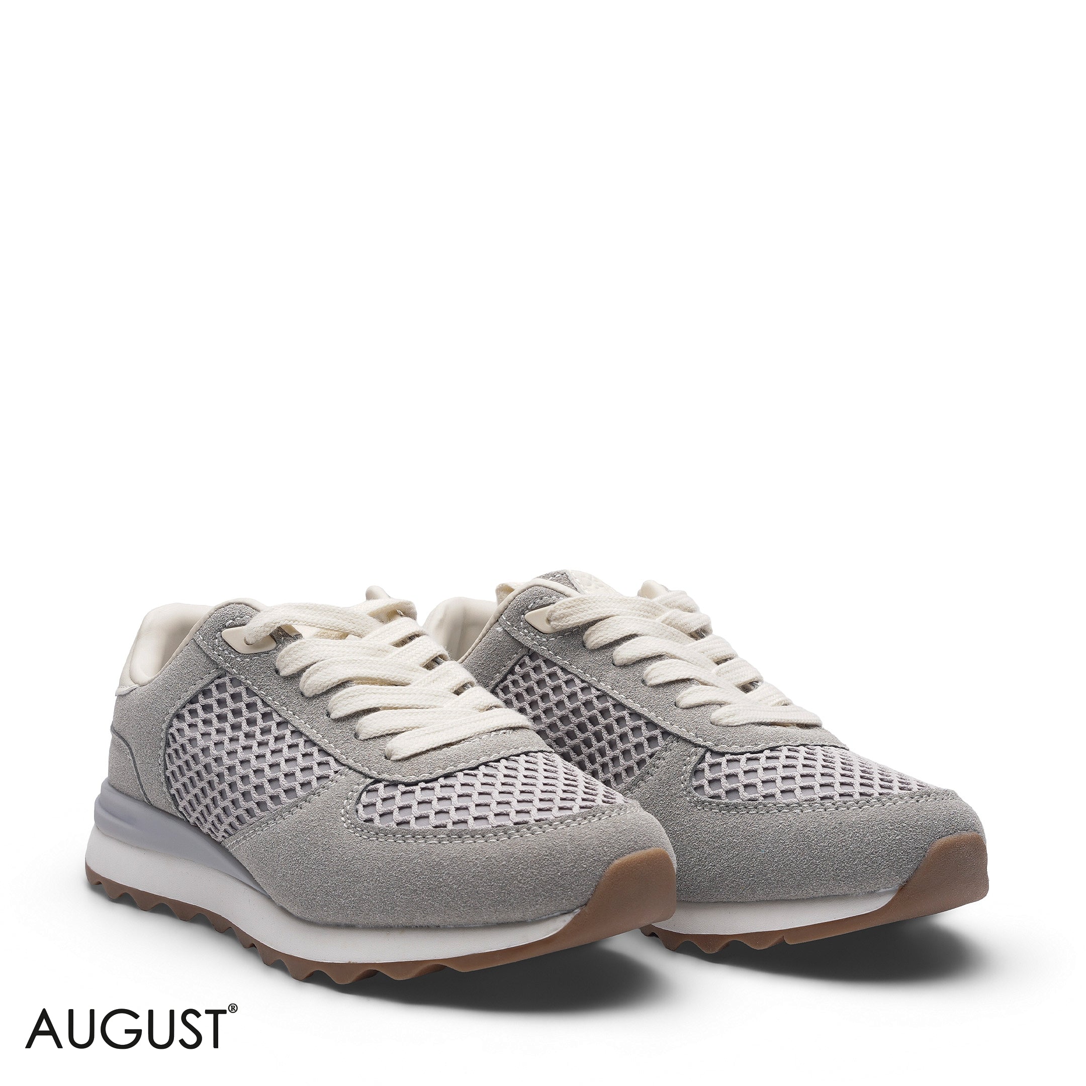 ELEGANT ASH GREY SUEDE MESH SNEAKER