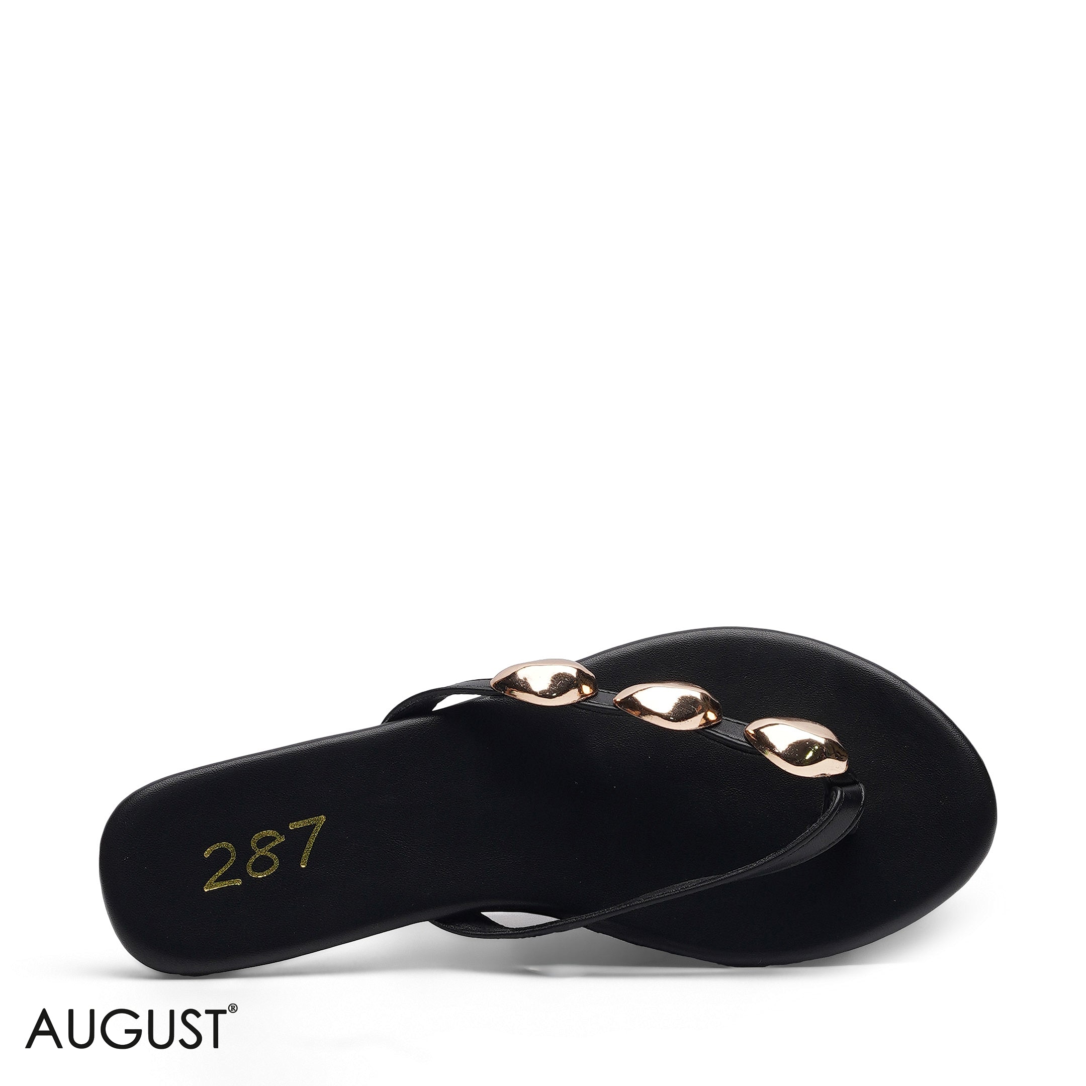 BLACK SLIPPER WITH METALLIC BEAD ACCENTS