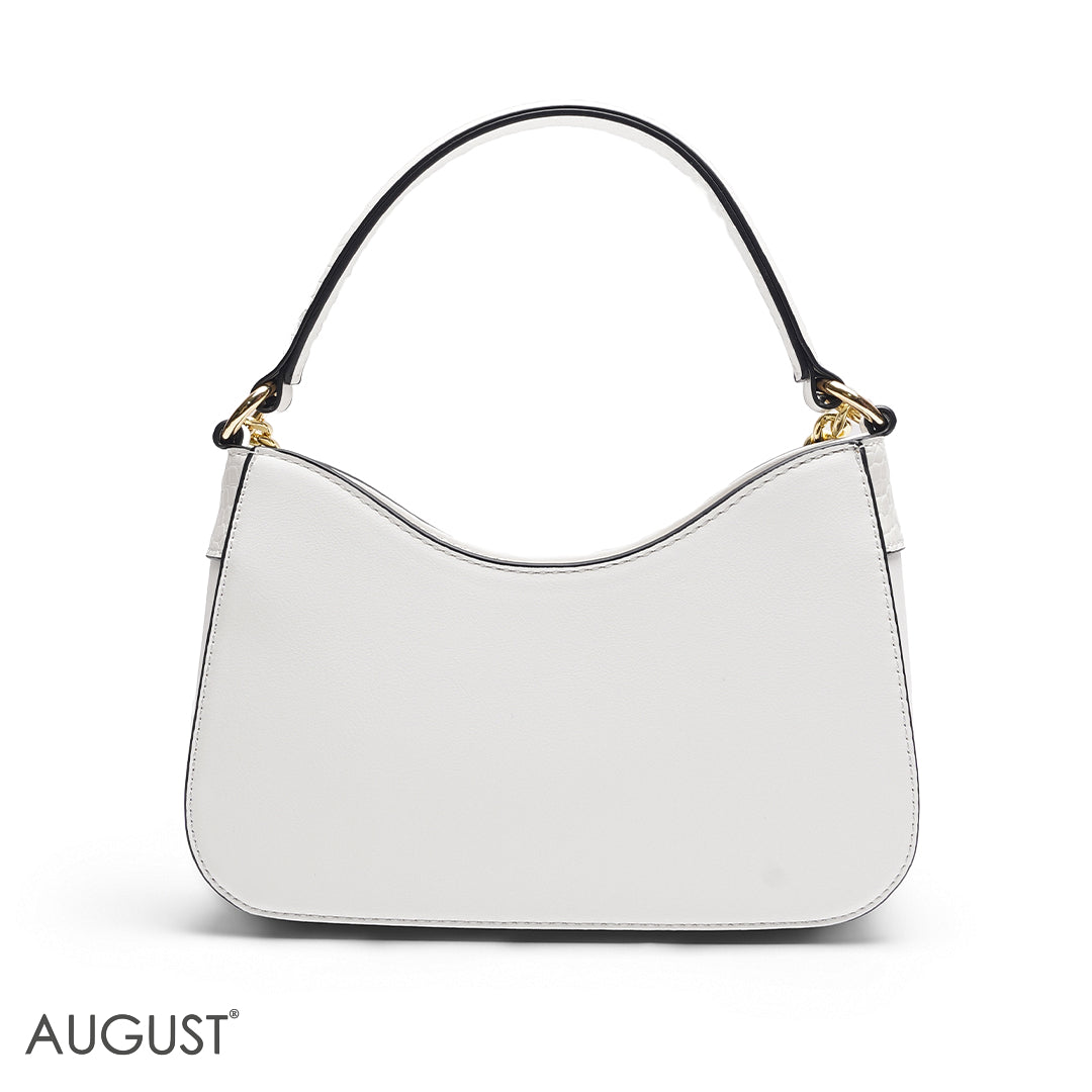 WHITE SHOULDER BAG WITH CHAIN