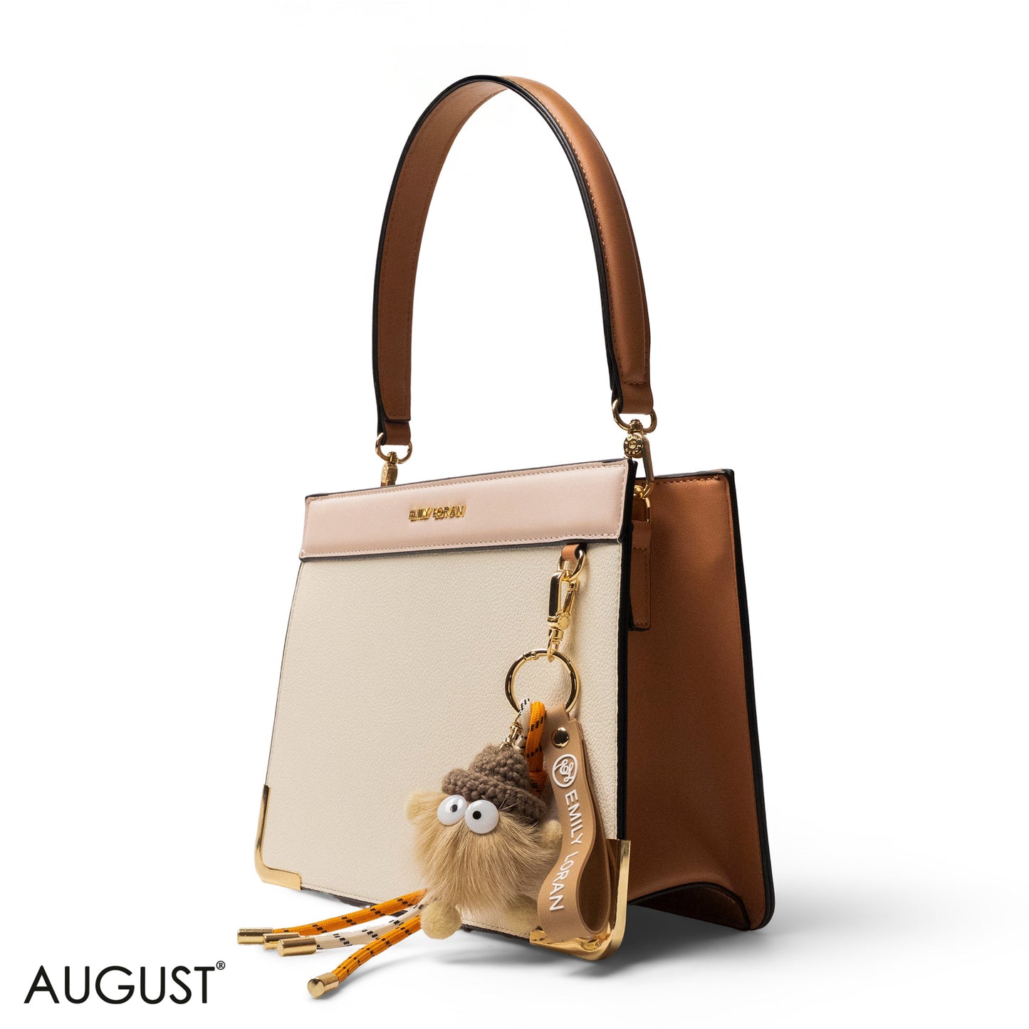 MATTE SMOOTH LEATHER HANDBAG WITH ACCESSORIES -MED