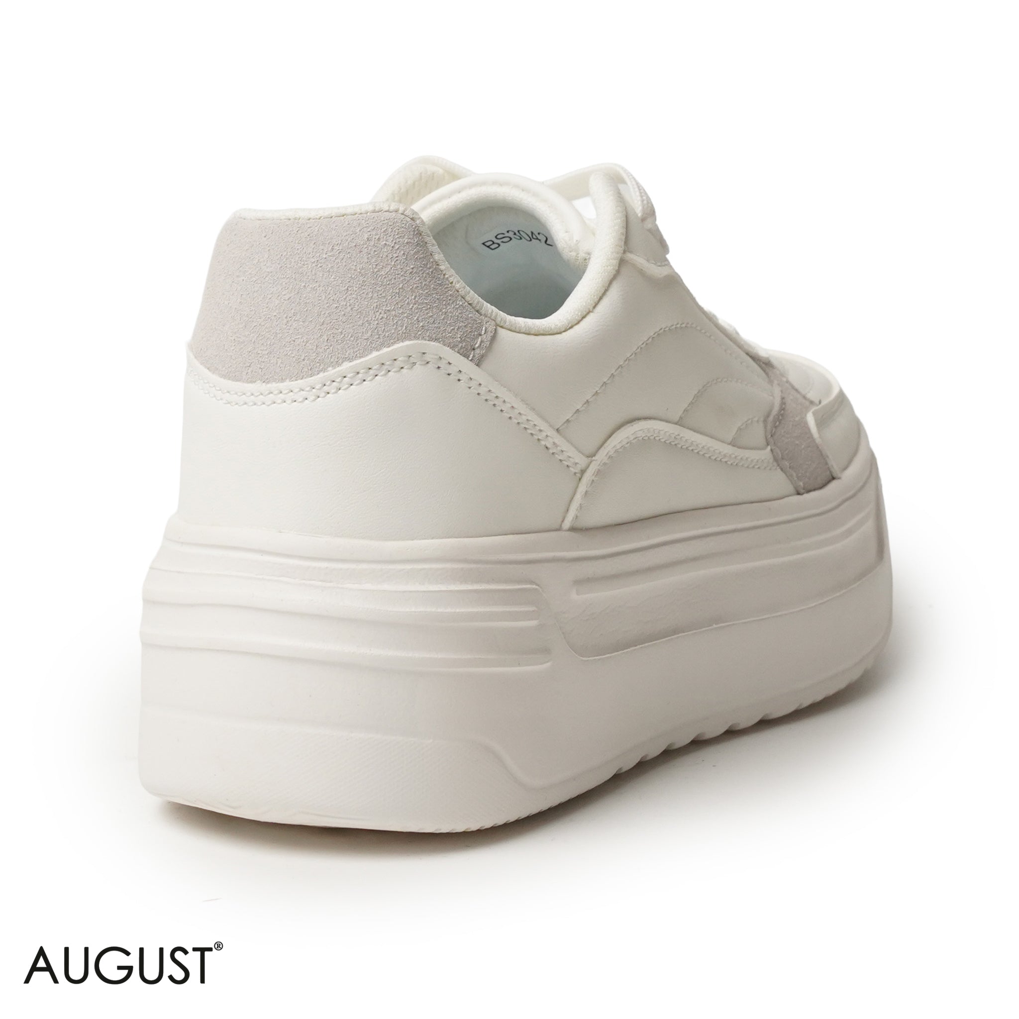 WHITE LEATHER SNEAKERS WITH THICK SOLE