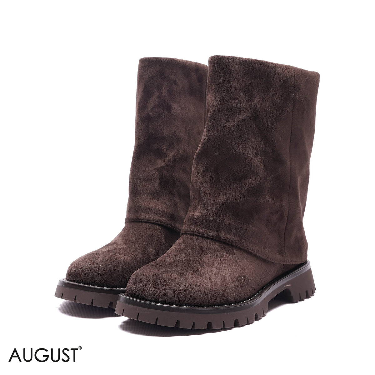 FOLD-OVER LUG-SOLE SUEDE BOOTS