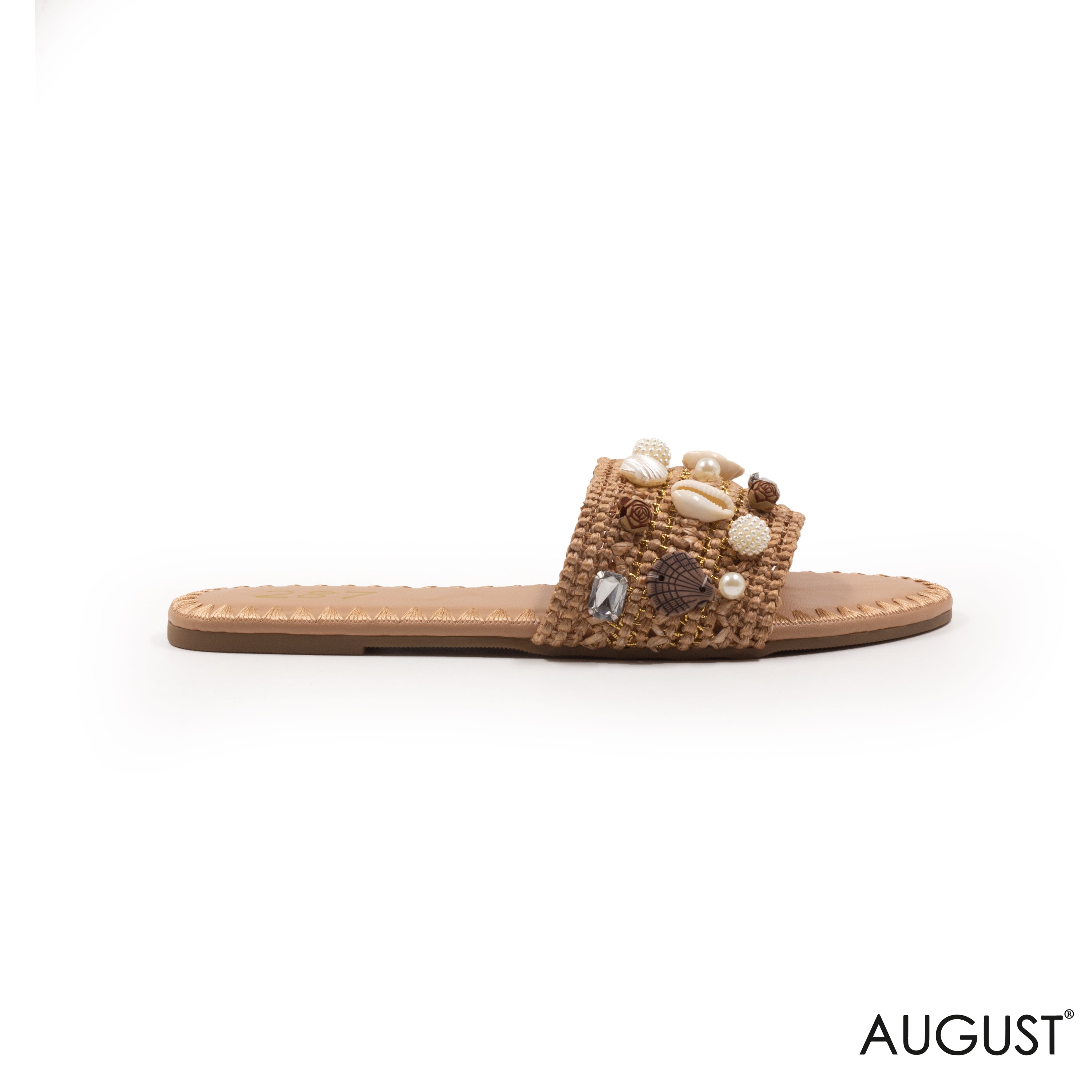 WOVEN STRAPR FLAT SLIPPER WITH DETAILS SHELLS