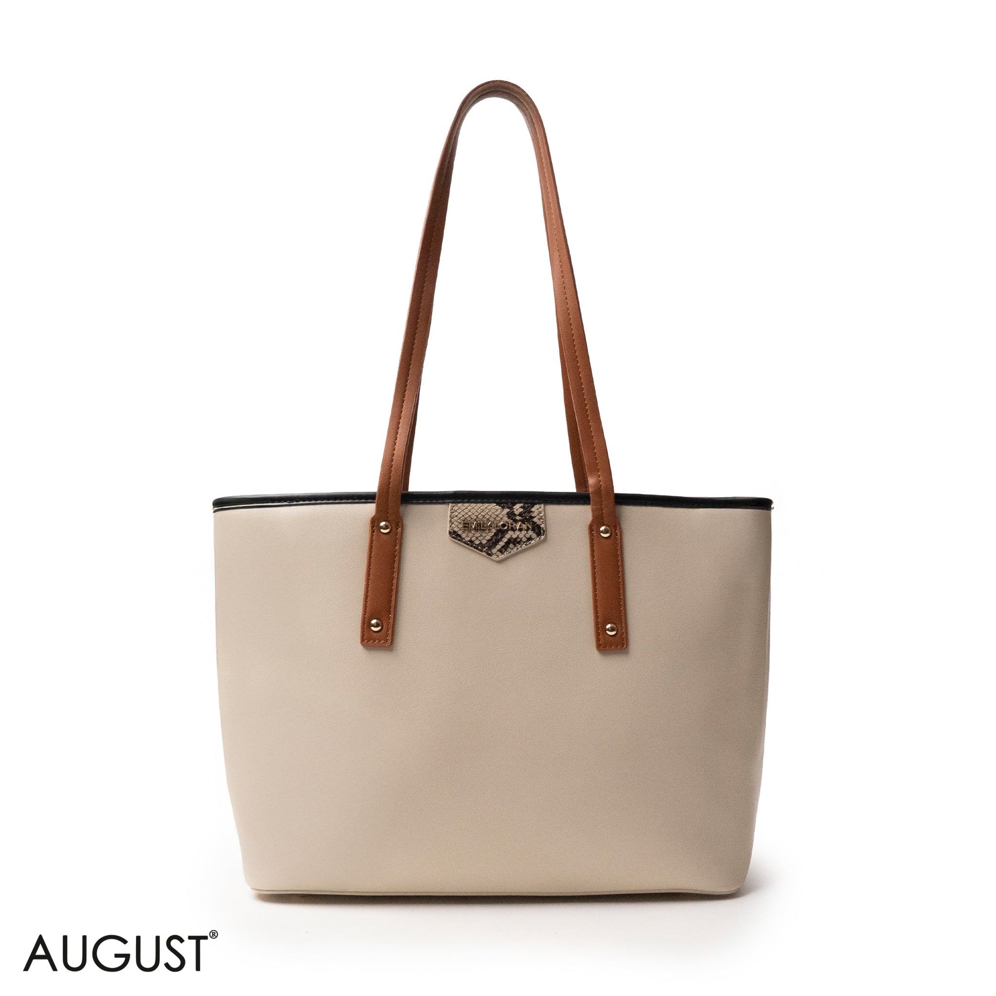 SNAKE-PRINT LEATHER SHOULDERS BAG WITH A SMALL BAG - LARGE