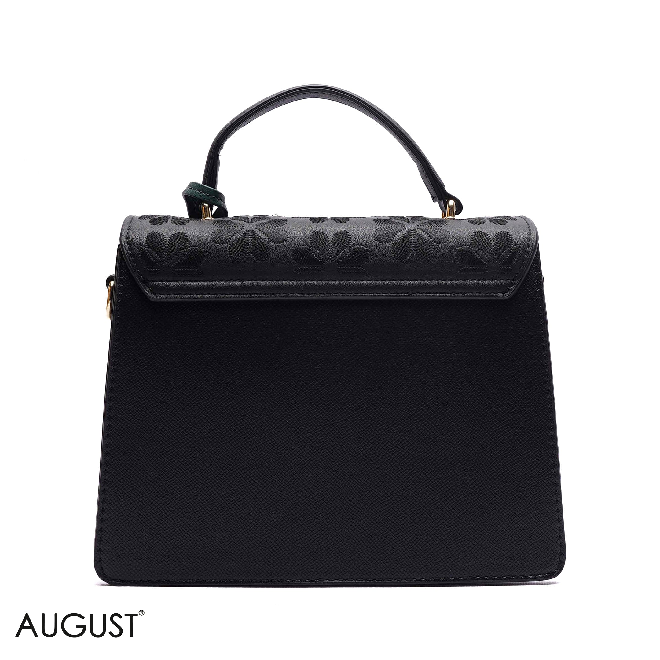 EMBOSSED FLORAL TOP-HANDLE SATCHEL BAG