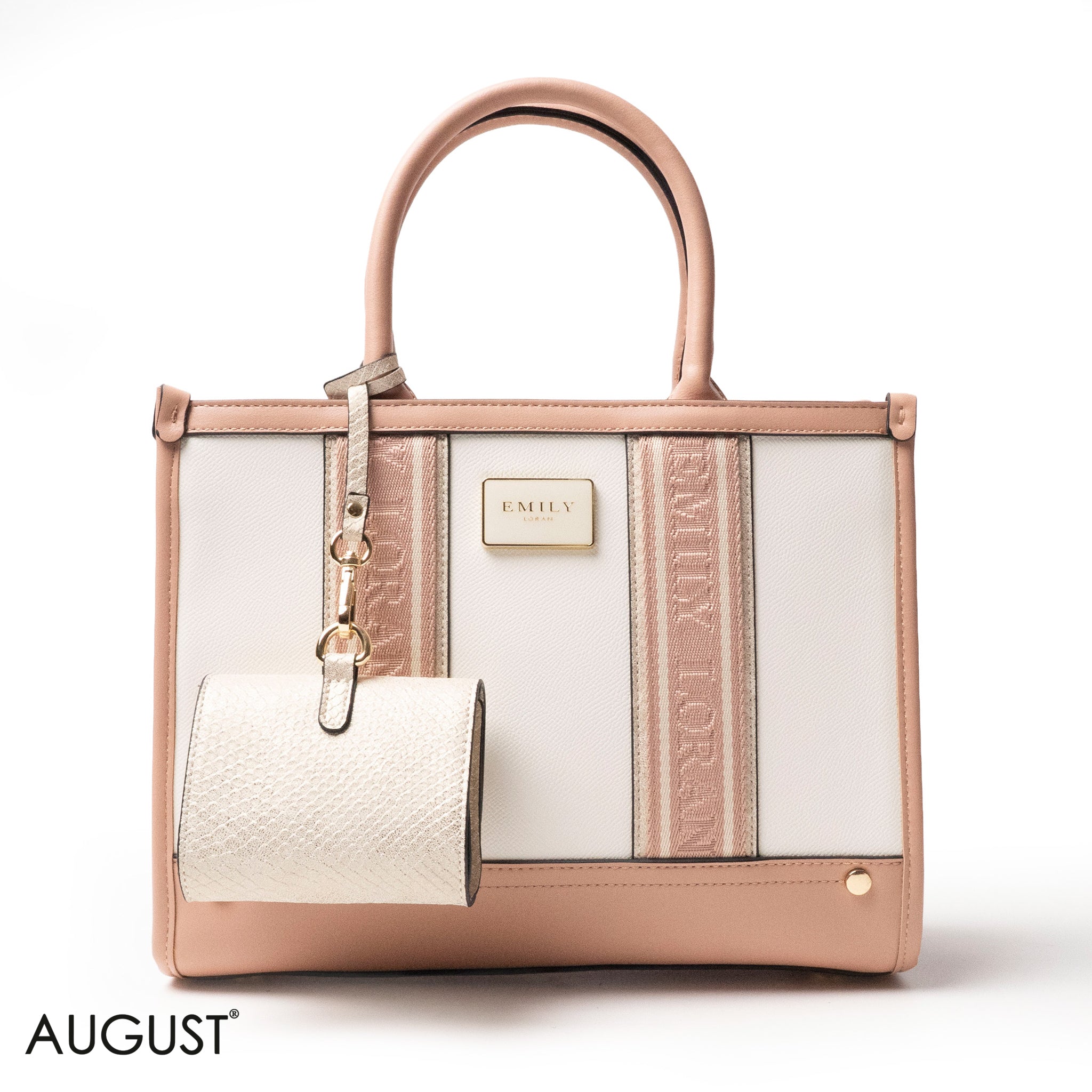 EMILY LORAN HANDBAG WITH FABRIC ACCENTS-MED