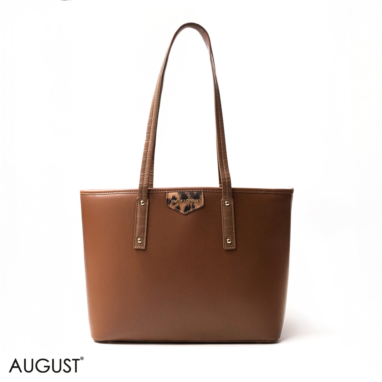 LEOPARD -PRINT LEATHER SHOULDERS BAG WITH A SMALL BAG - LARGE