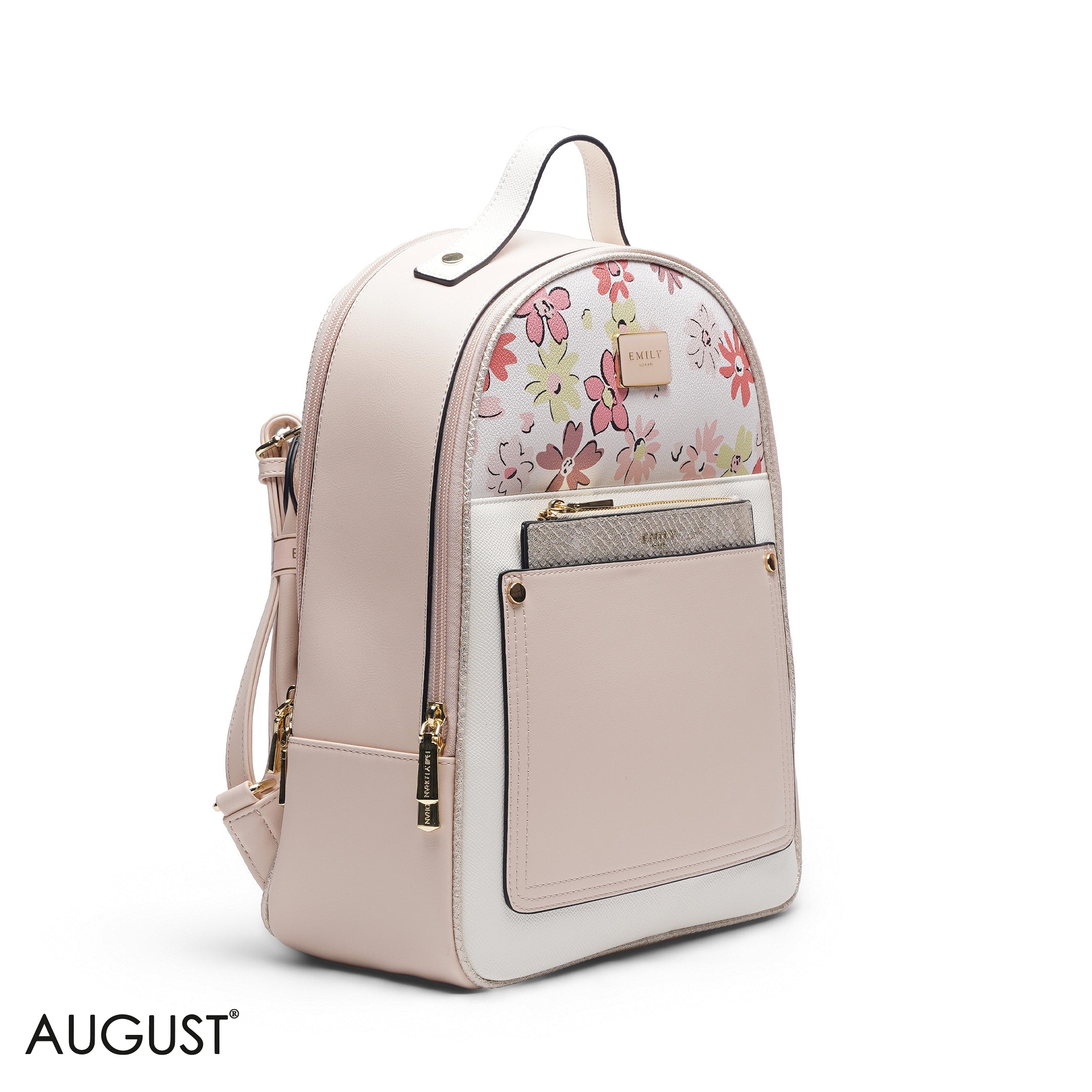 BABY PINK FLORAL BACKPACK BAG - LARG