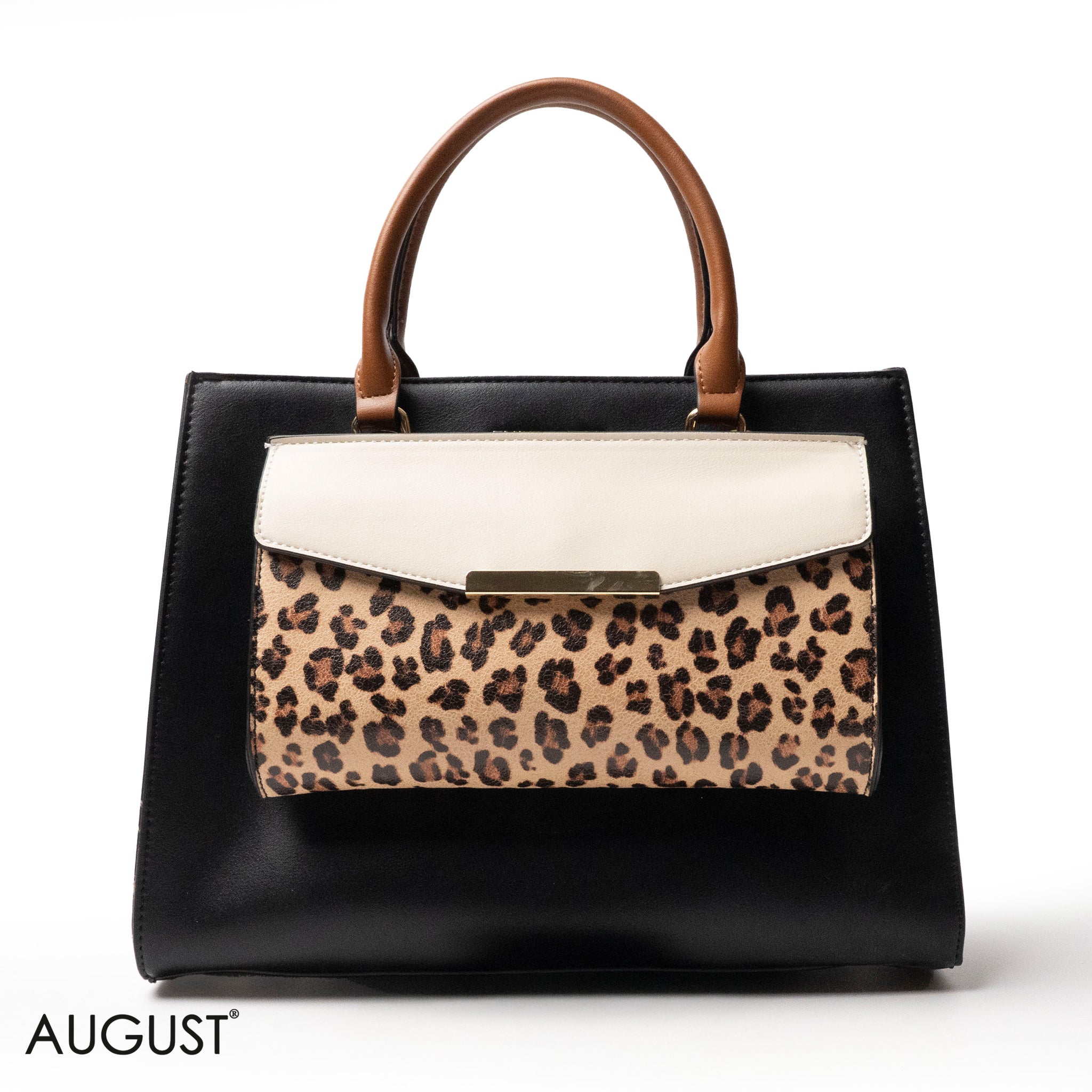 MIXED-COLOR LEATHER HANDBAG WITH WALLET - LARGE