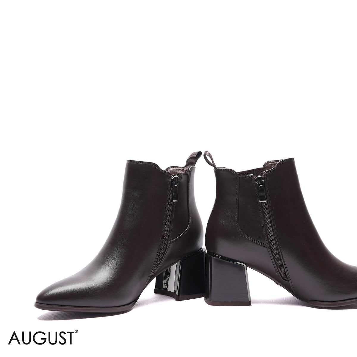 GORE-PANEL POINTED BLOCK HEEL BOOTS