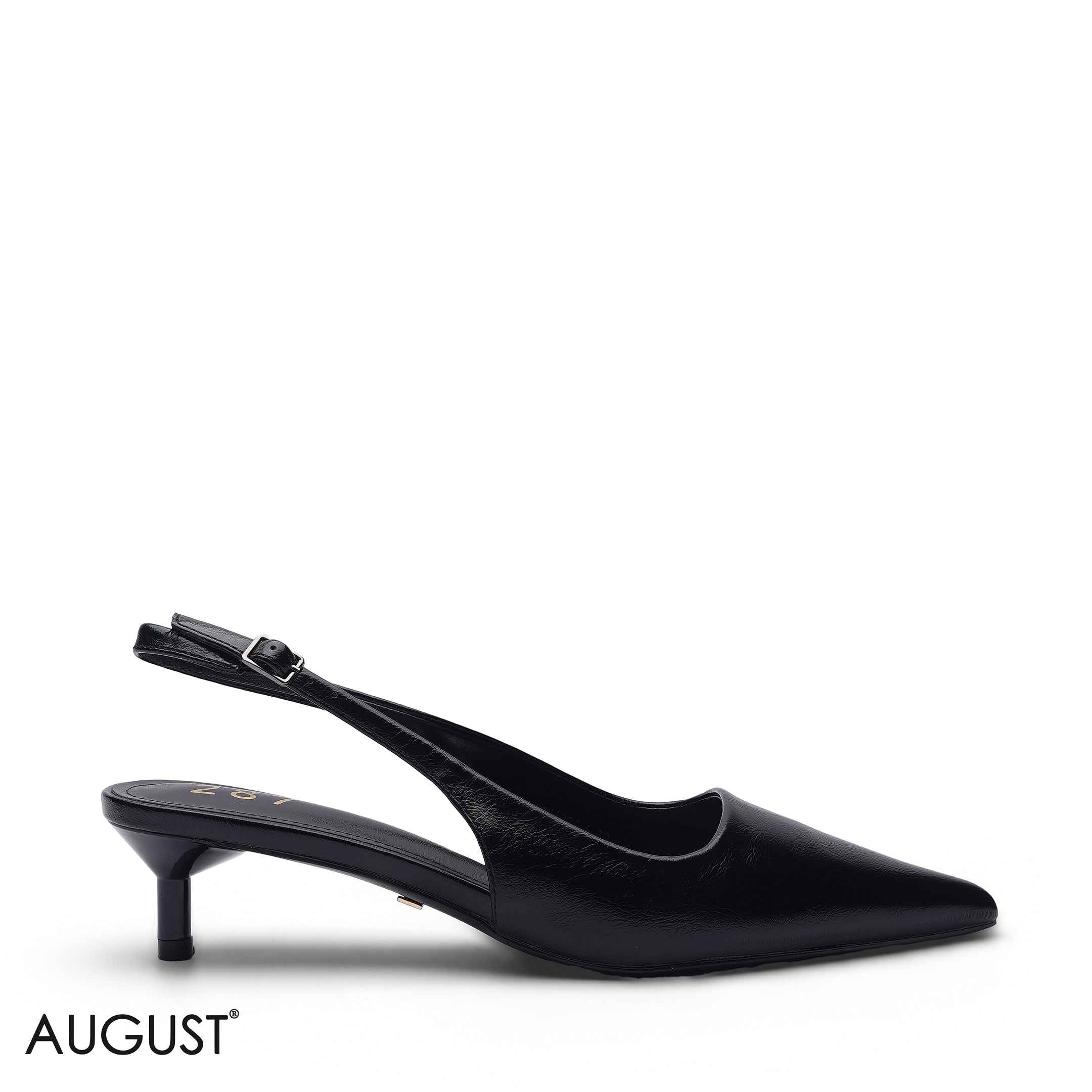 BLACK KITTEN HEEL SLINGBACK