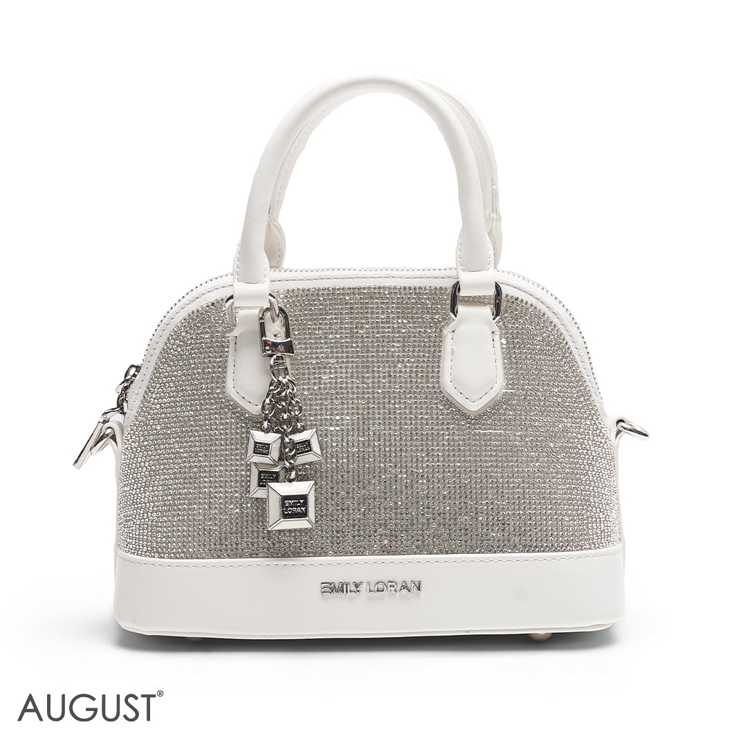 WHITE GLITTER DOME BAG
