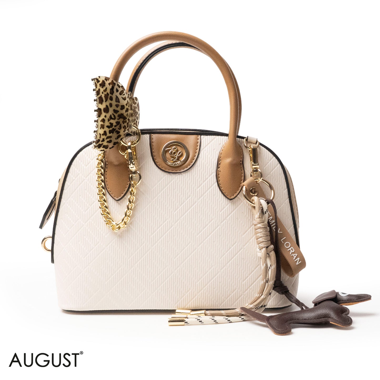 EMILY LORAN EMBOSSED LEATHER HANDBAG WITH ACCESSORIES - MED