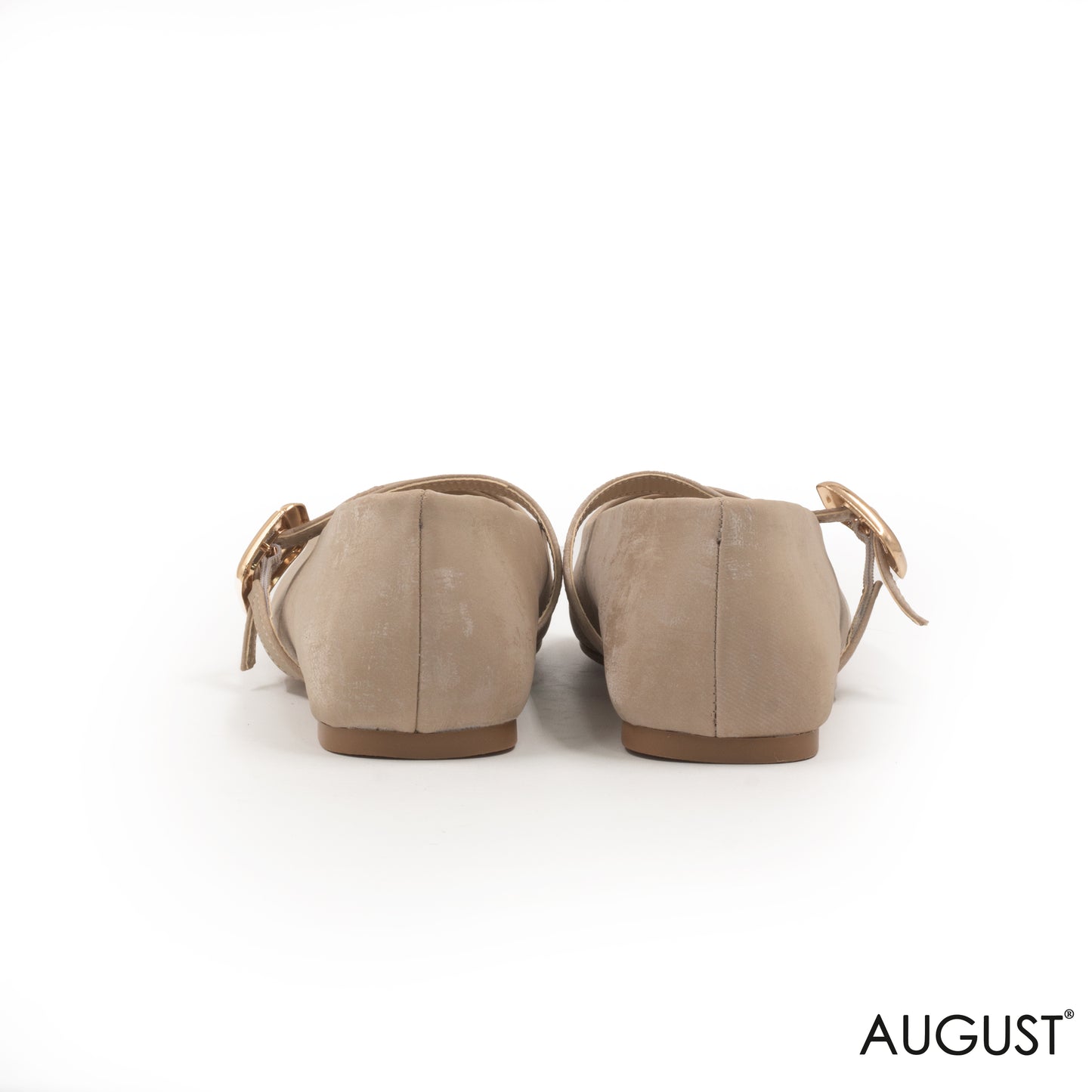 SOFT BEIGE SUEDE BALLERINA WITH BUCKLE