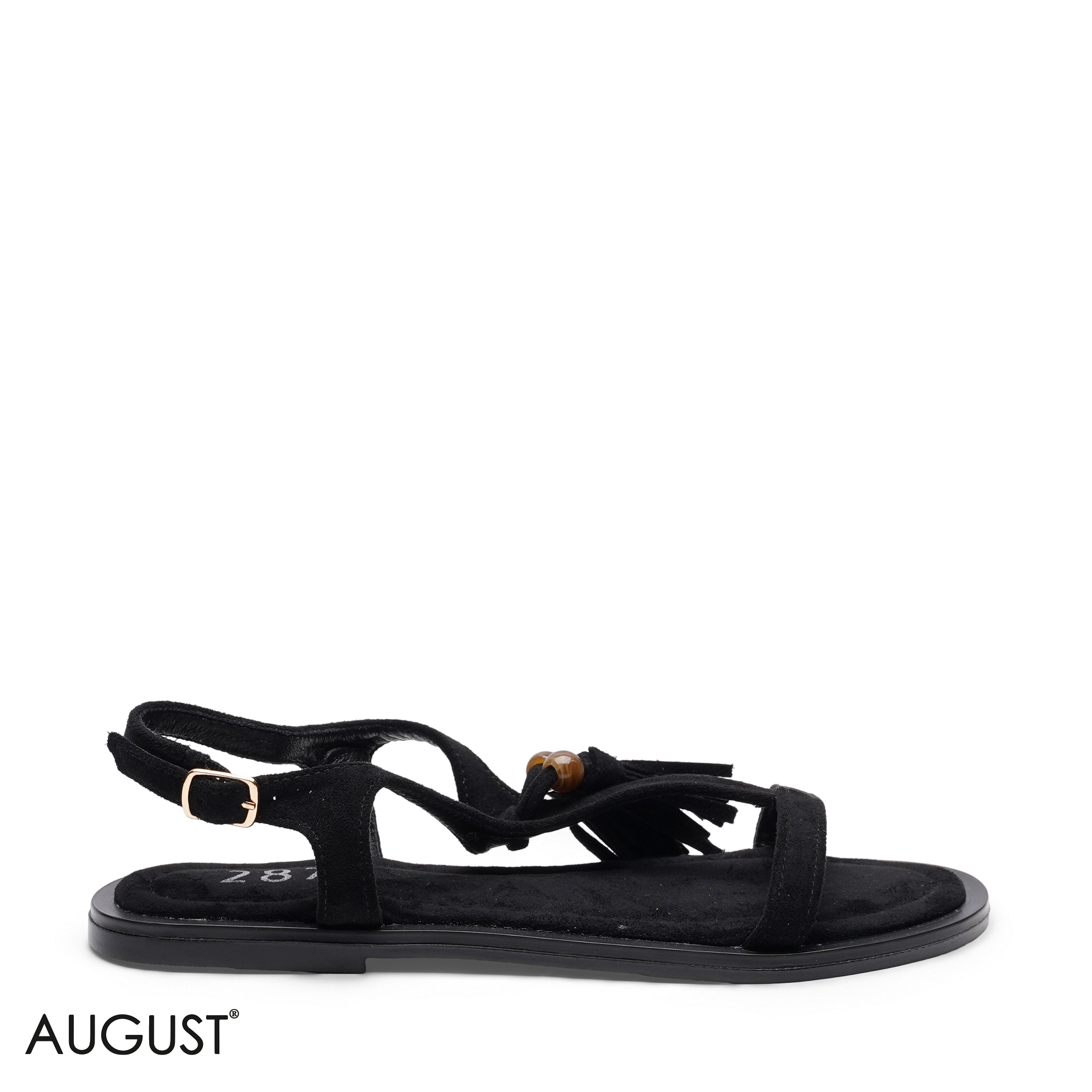 TASSEL SUEDE FLAT SANDALS