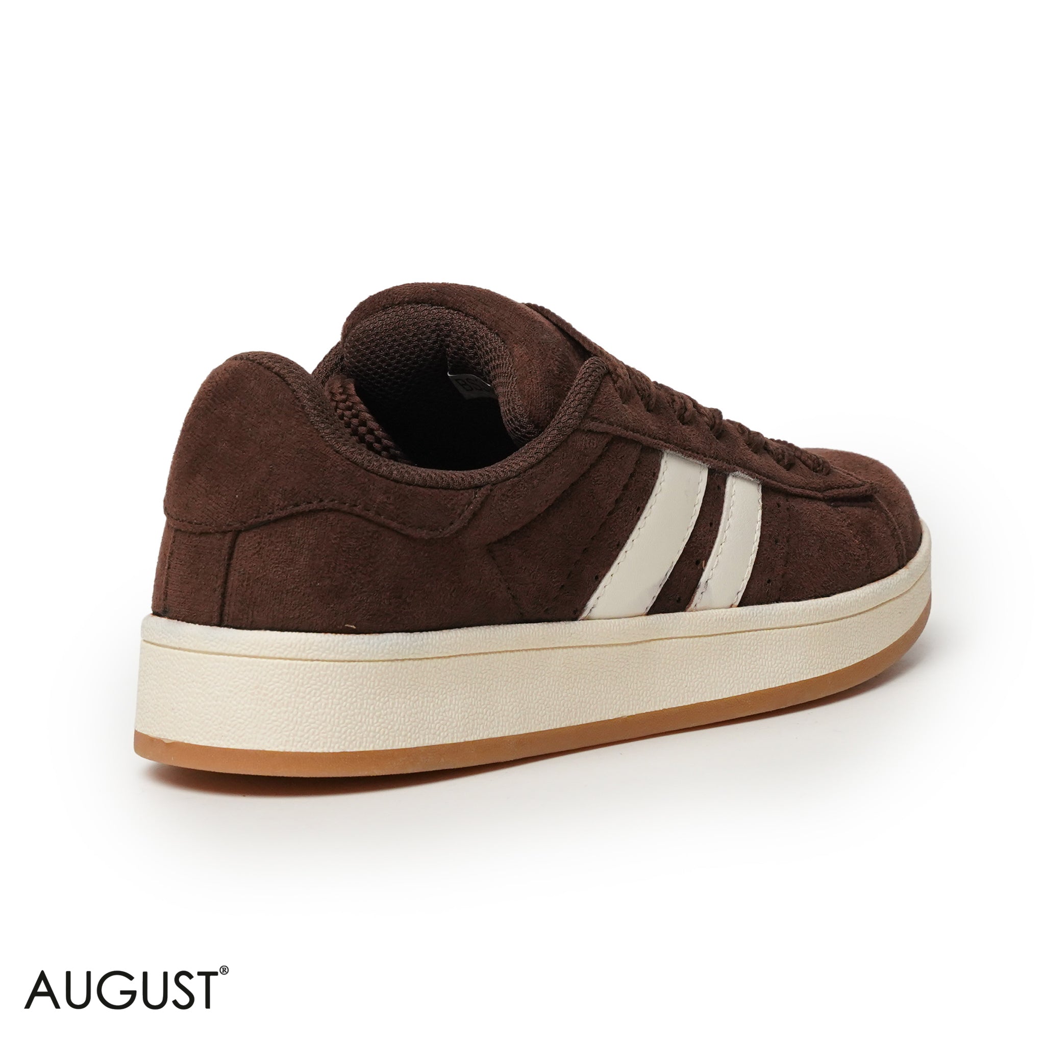 BROWN SUEDE UPPER SNEAKERS WITH RUBBER SOLE, CANVAS LACES
