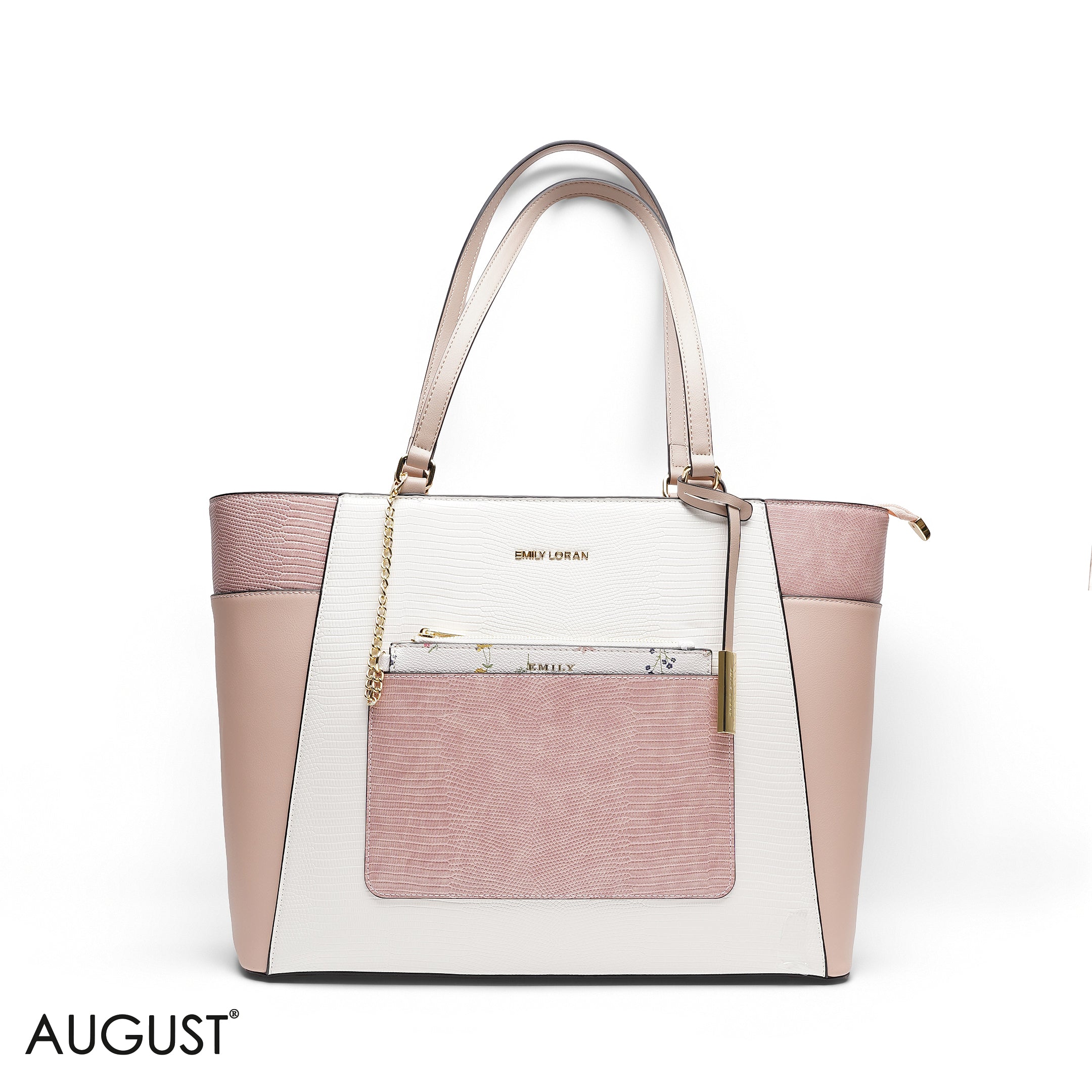 MIXED-TEXTURE PANELLED TOTE SET