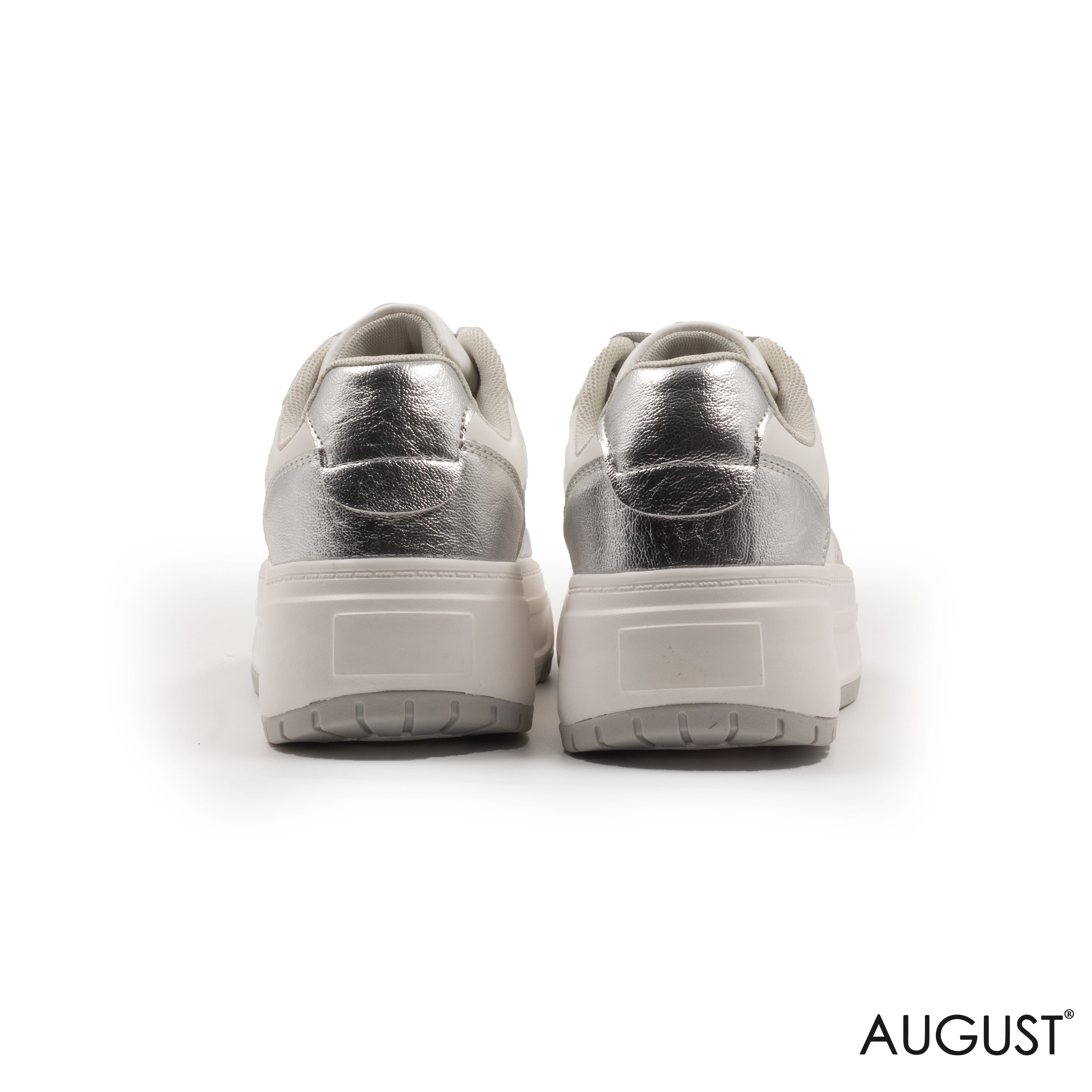 SILVER METALLIC SNEAKERS WITH THICK SOLE