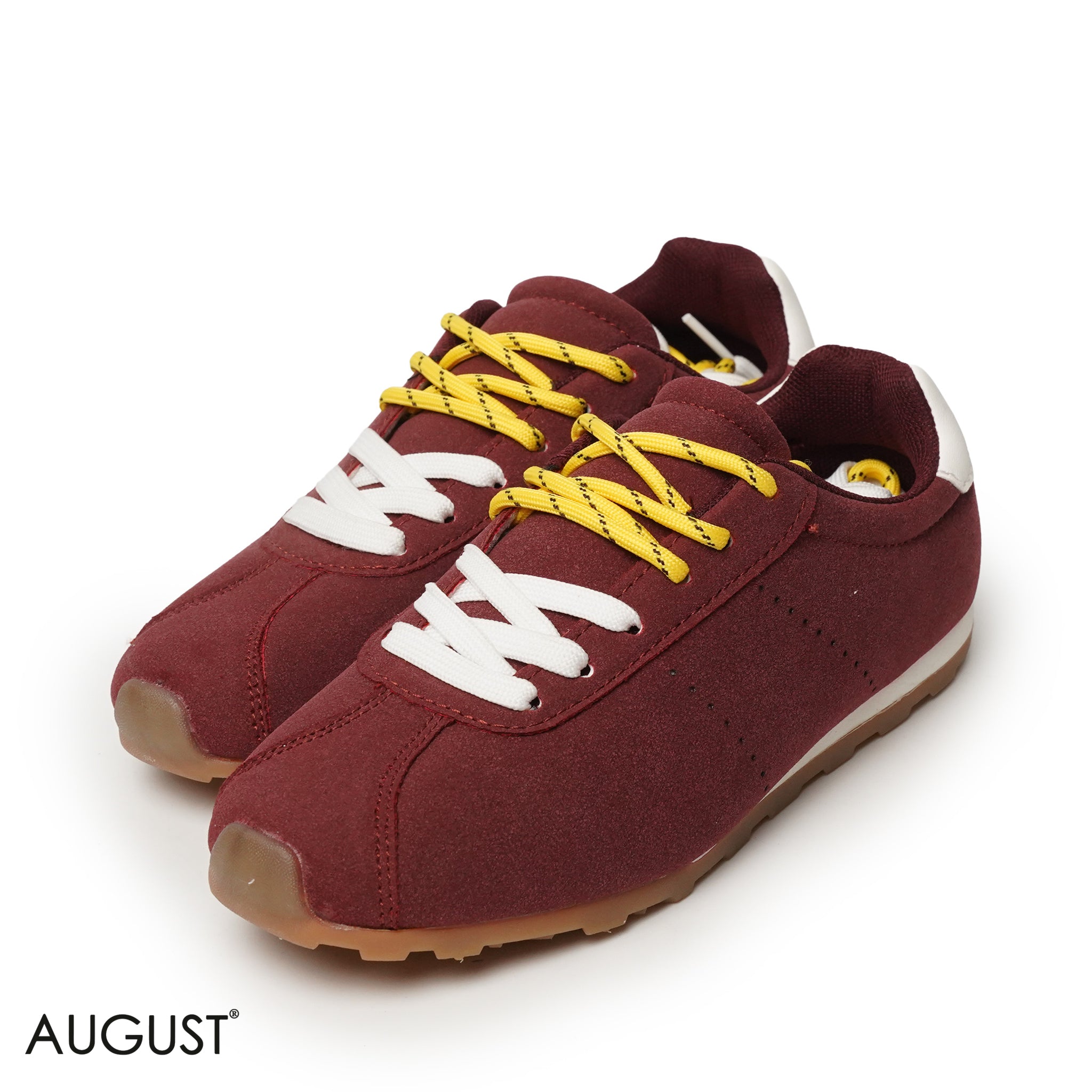 BURGUNDY SUEDE LEATHER SNEAKERS WITH RUBBER SOLE