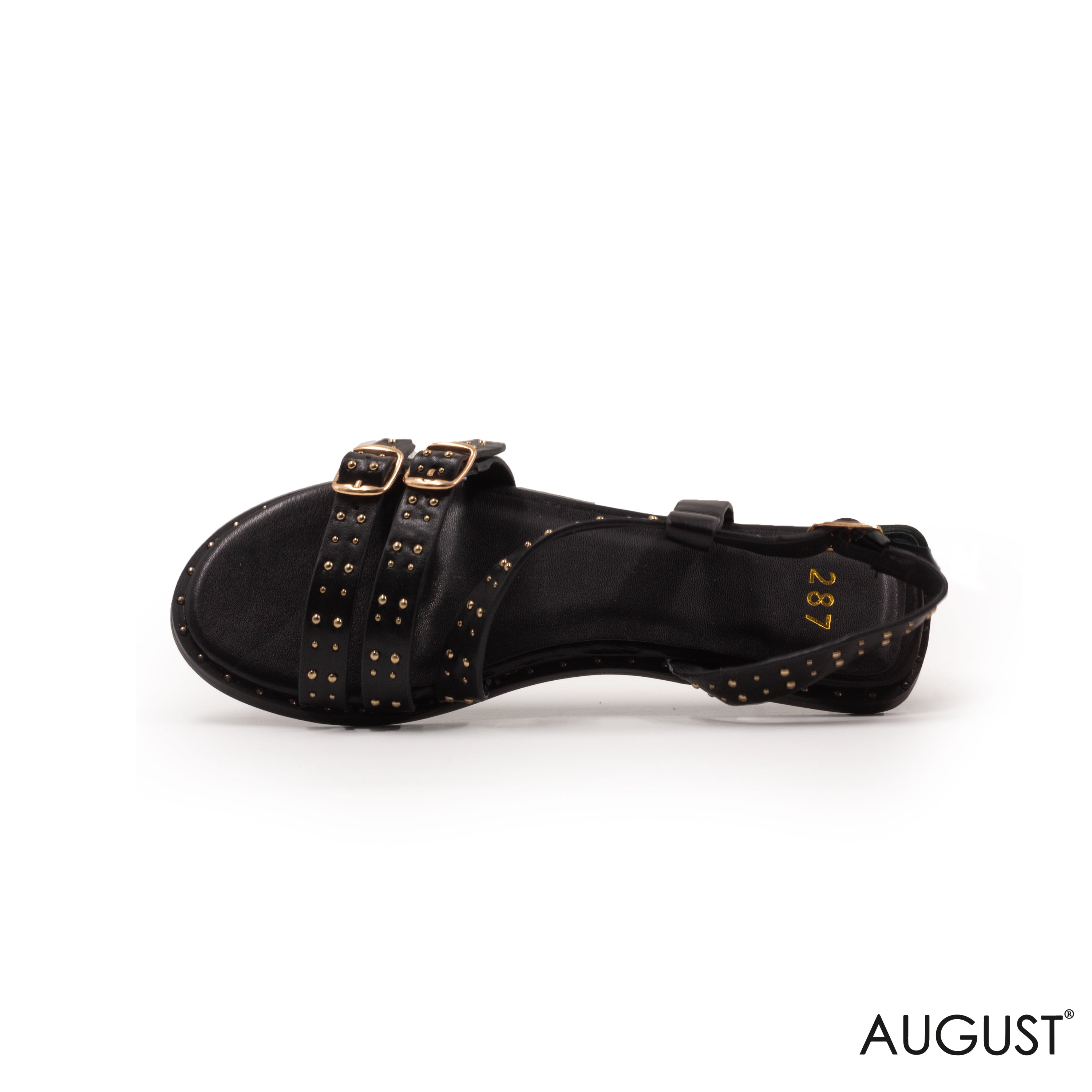 BLACK STUDDED MULTI STRAP SANDALS