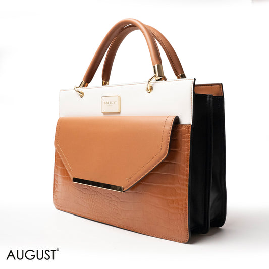 CROC LEATHER HANDBAG WITH FLAP - LARGE