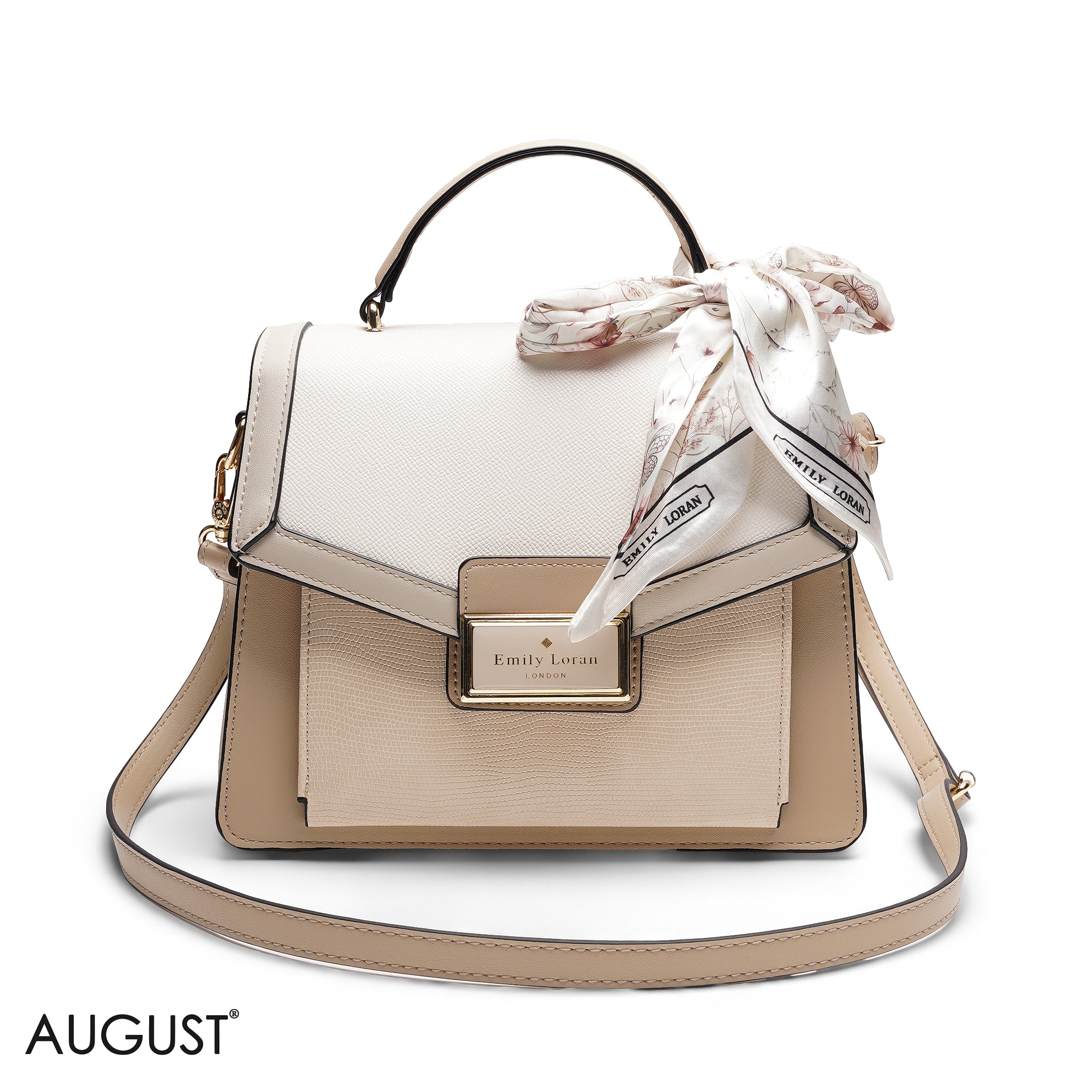 STRUCTURED TOP HANDLE BAG WITH SCARF