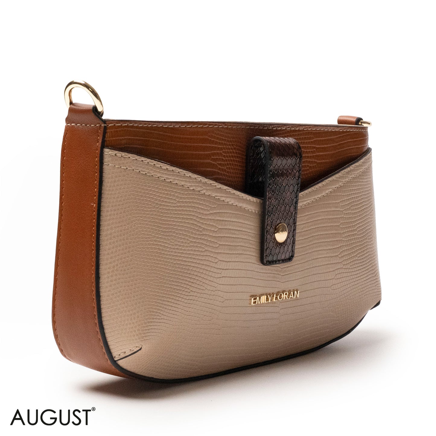 LEATHER CROSSBODY WITH SNAKESKIN PRINT- SMALL