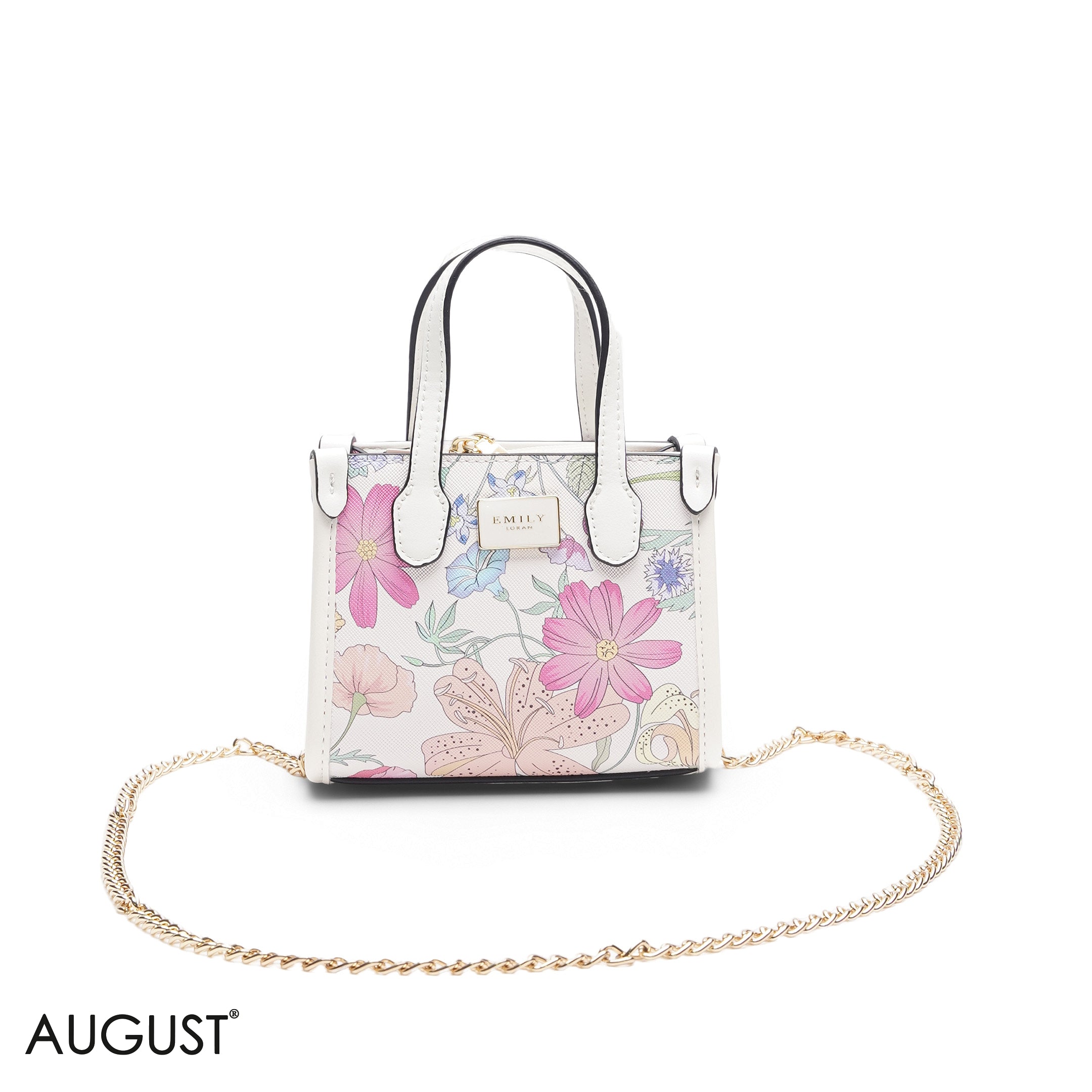 MINI FULL FLORAL BAG WITH GOLD METAL STRAP