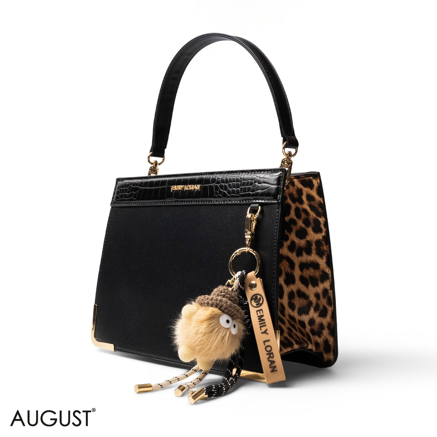 MATTE SMOOTH LEATHER HANDBAG WITH ACCESSORIES -MED