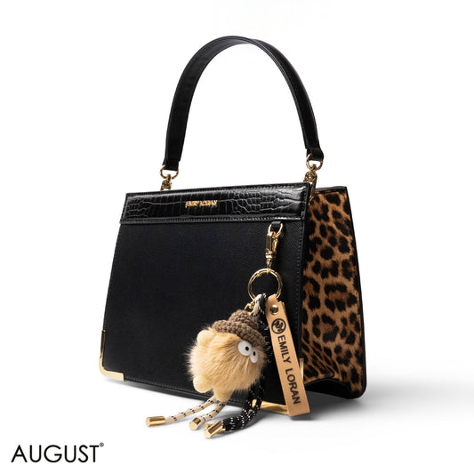 MATTE SMOOTH LEATHER HANDBAG WITH ACCESSORIES -MED